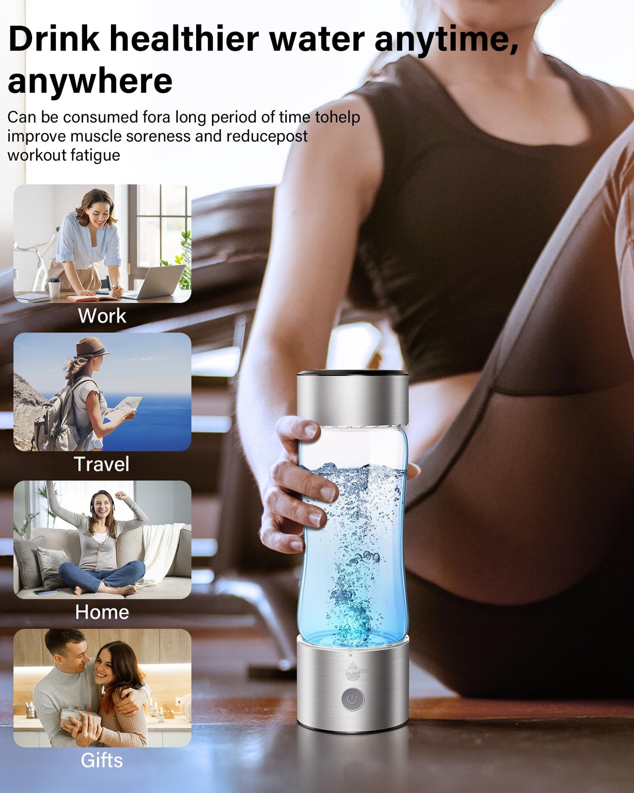 2026 Upgraded Hydrogen Water Bottle, 2400 Hydrogen Water Bottle Generator, Hy…