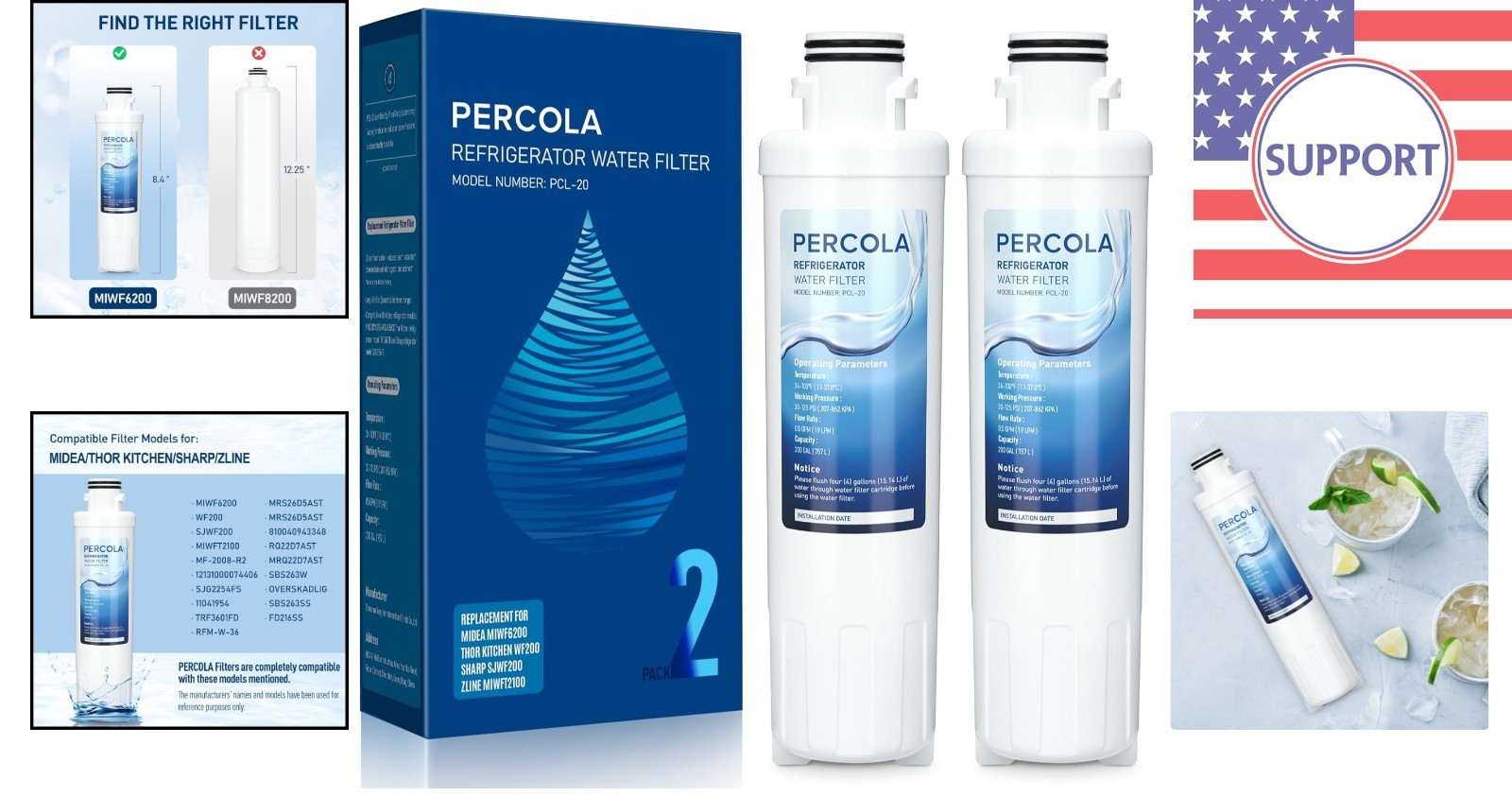 0.5 Micron Water Filters – Reduces Chlorine, Fits Multiple Fridge Models