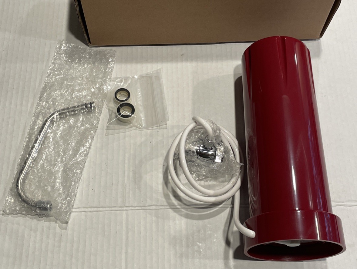 Clean & Pure Classic P3060 Countertop Faucet Water Filter 25,000 Gallon Red