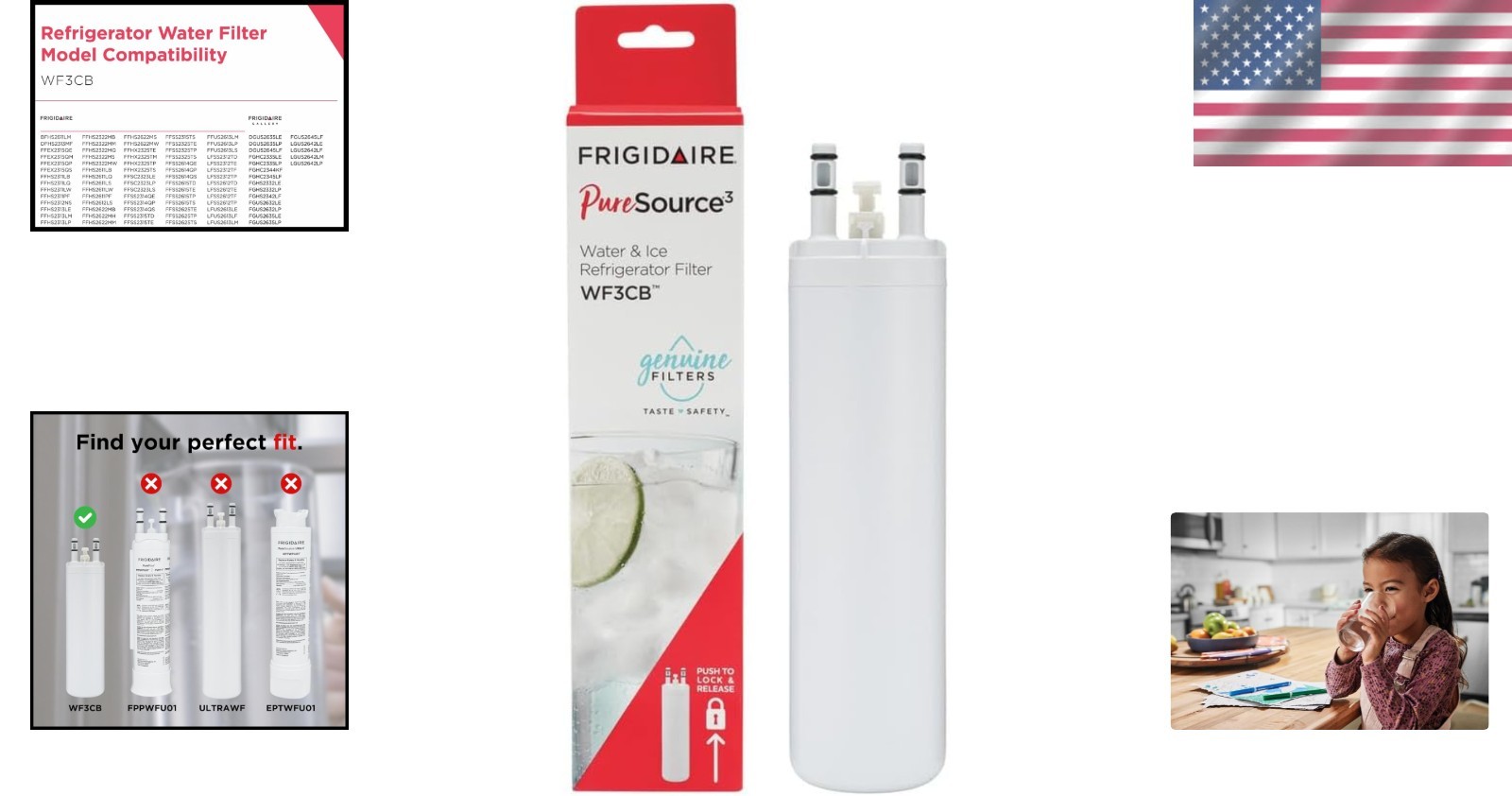 Water Filter for Refrigerators 1 Count Reduces BPA Asbestos and Pharmaceuticals