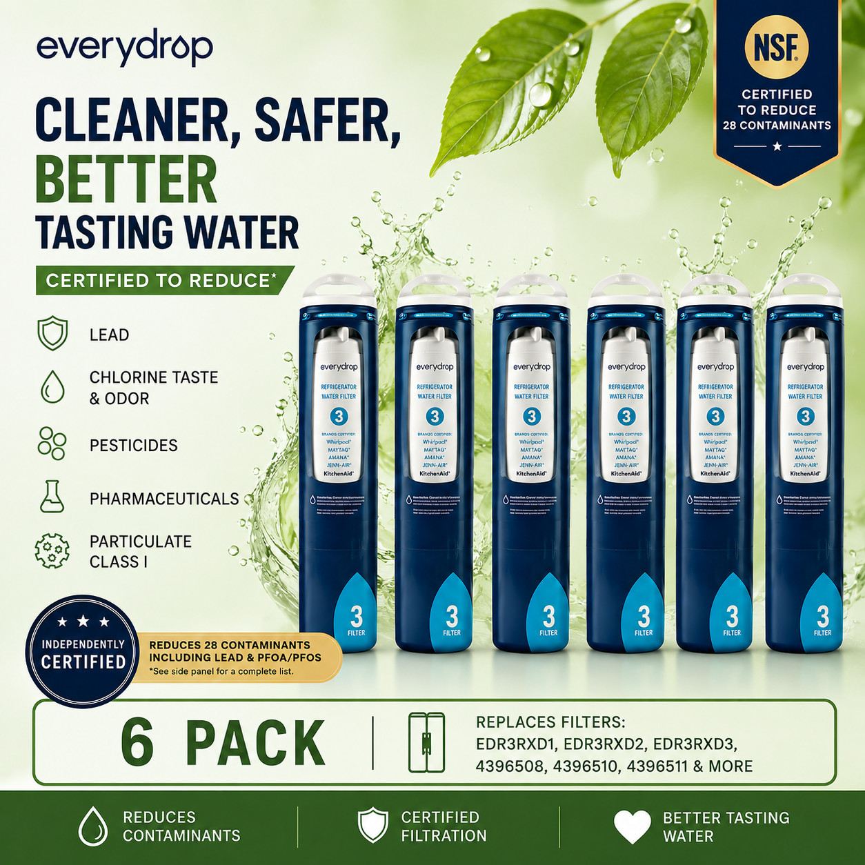 NEW SEALED 6-Pack EDR3²RXD1 Ice and Water Refrigerator Filter