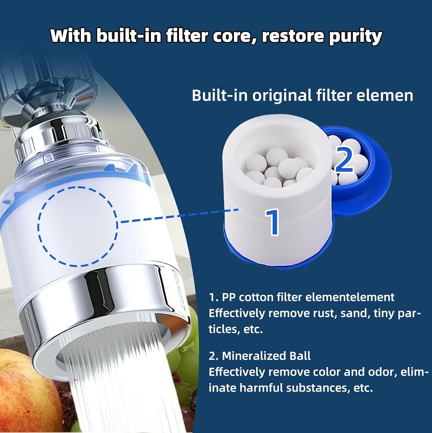 Faucet Water Filter Tap Filtration Kitchen Sink Mount Purifier System 360°Rotate