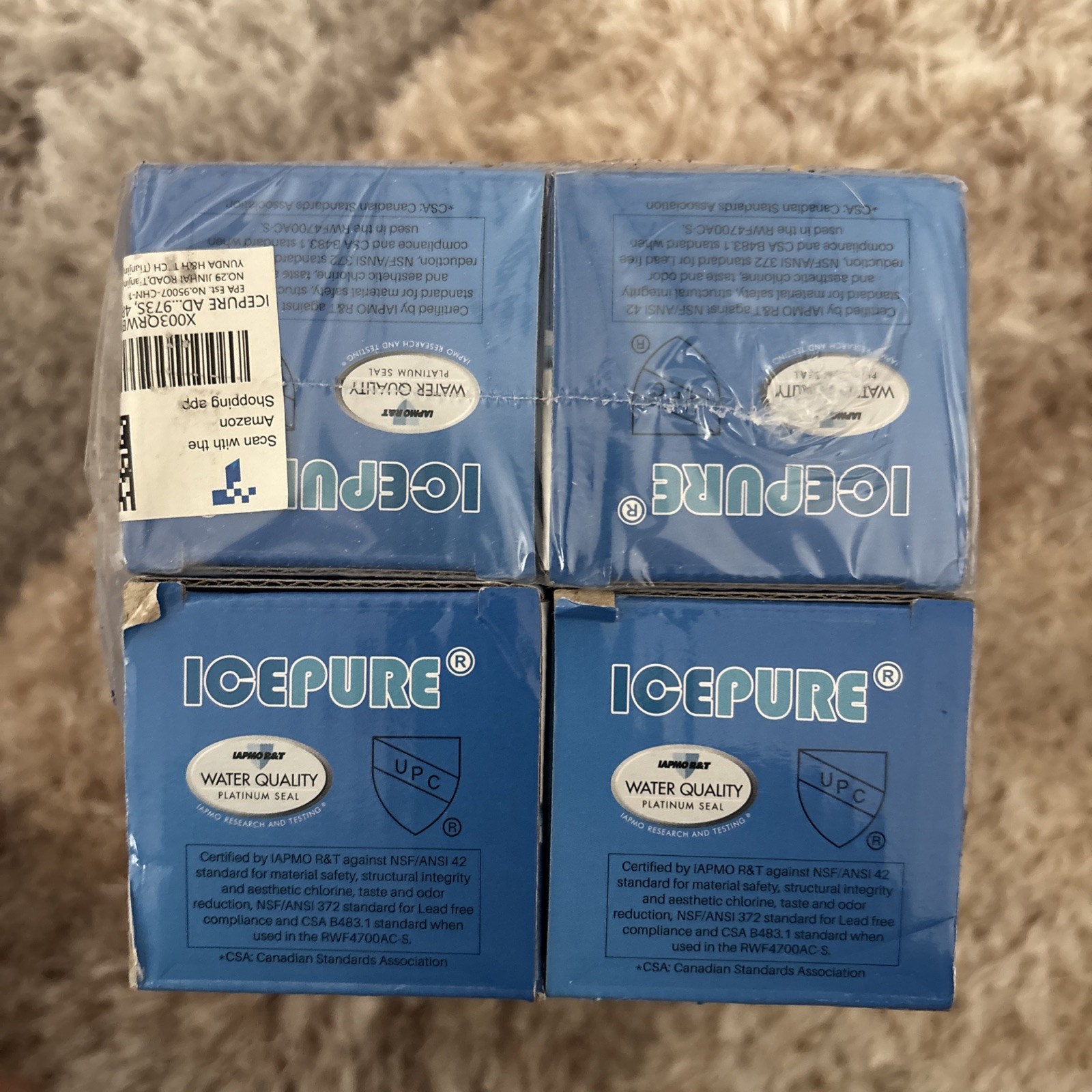 Lot Of 4 RWF4700AC Fits LT1000P, ADQ747935, LMXS28626D, LMXS30796S water filters