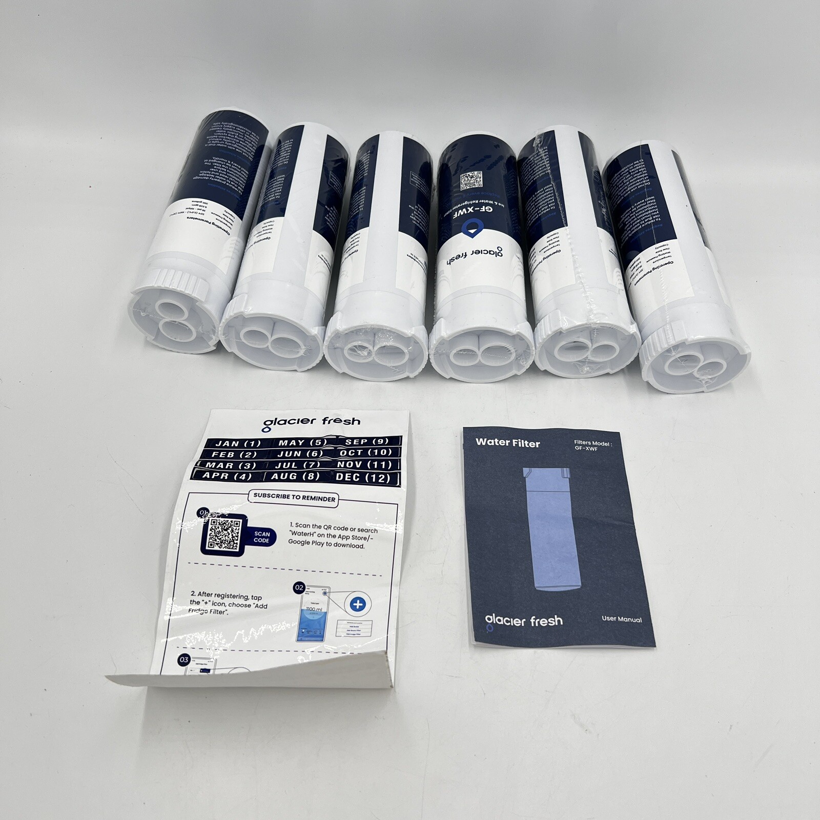 GLACIER FRESH GF-XWF Refrigerator Water Filter Replacement for GE XWF New 6 Pack