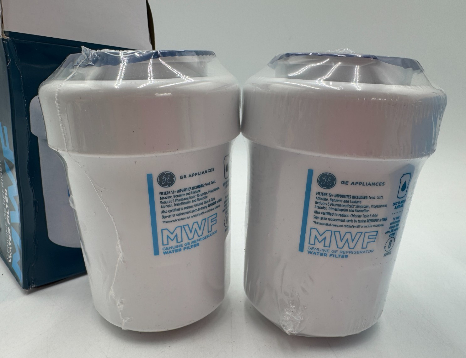 GE MWF Refrigerator Water Filters, Filters 12+ Impurities – LOT OF 2