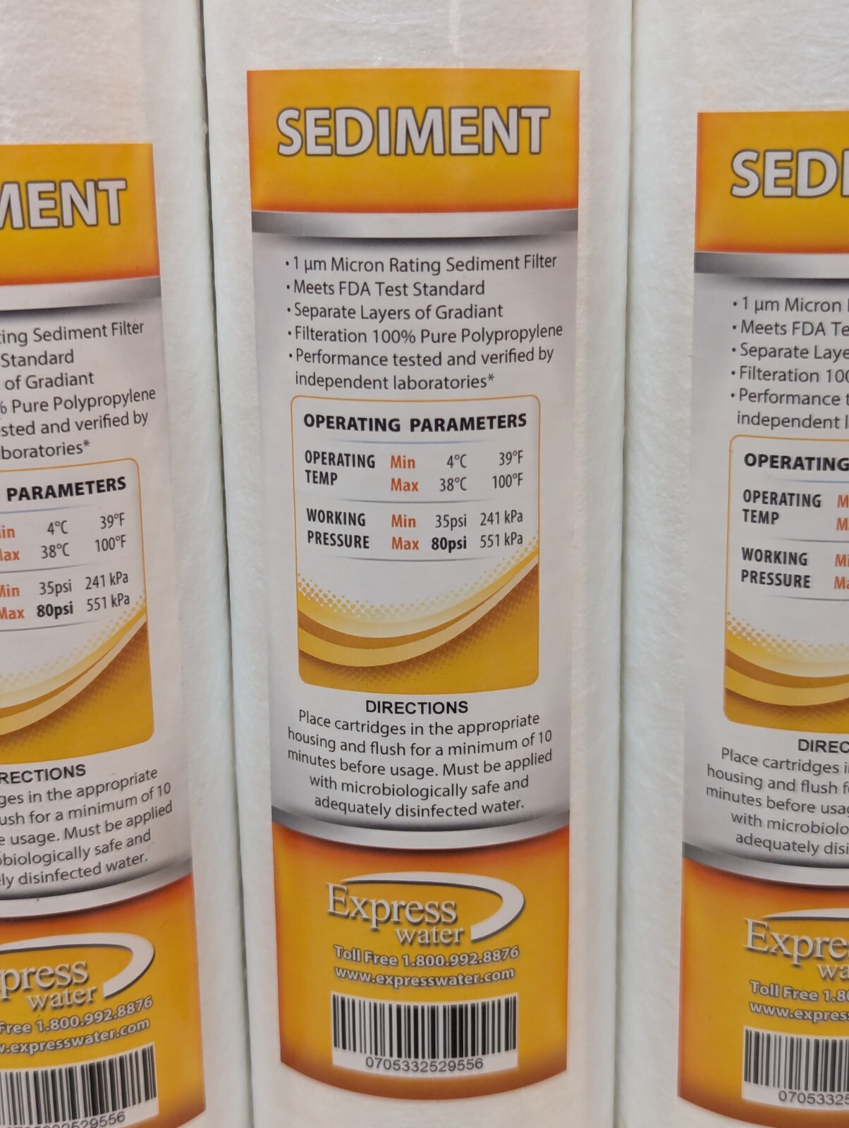 EXPRESS WATER FILTERS SEDIMENT 1 MICRON, 6-Pack, 10″ x 2 1/2″