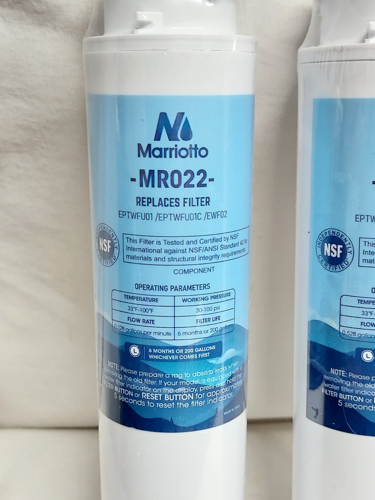3pk Marriotto MR022 Water Filter Replacement EPTWFU01 EPTWFU01C EWF02