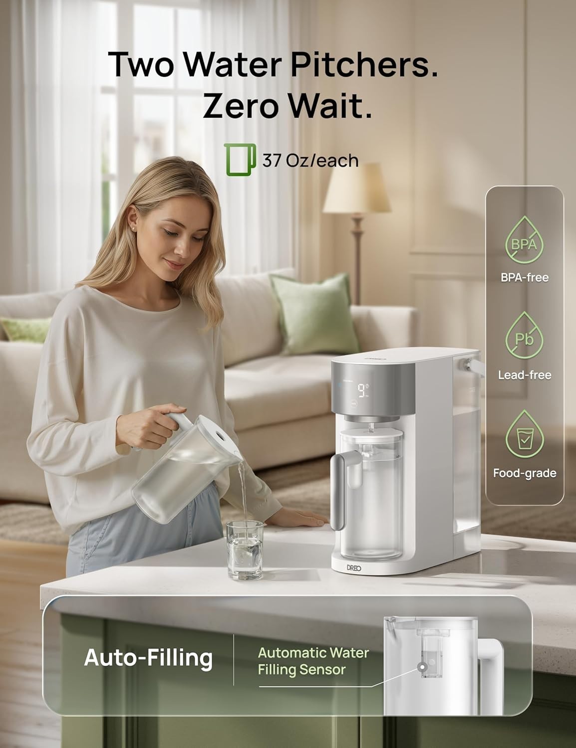 DREO Reverse Osmosis Water Filter Countertop, RO Filtration System, 3:1 Pure to