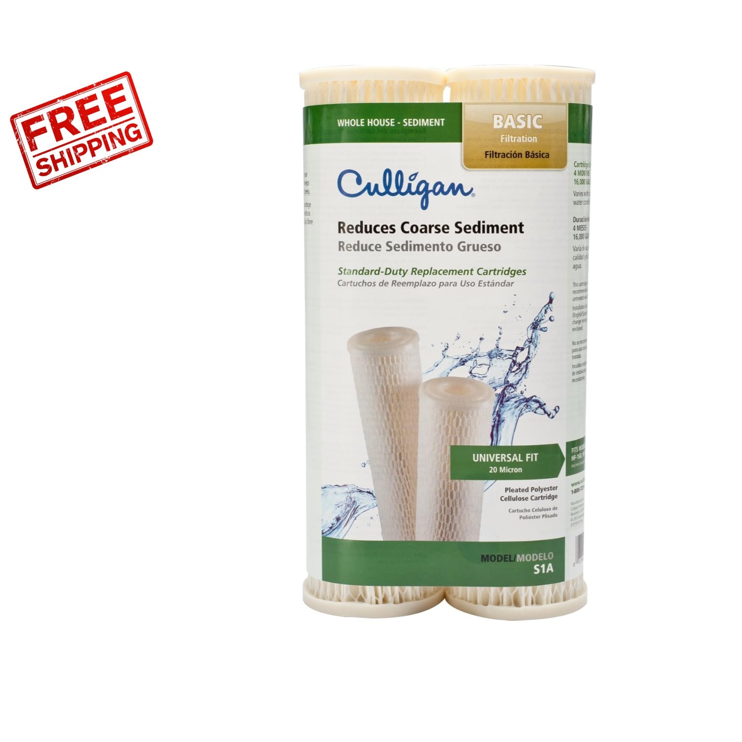 Culligan S1A Whole House Filters – Easy Installation, 16k Gallon Life, 2-Pack