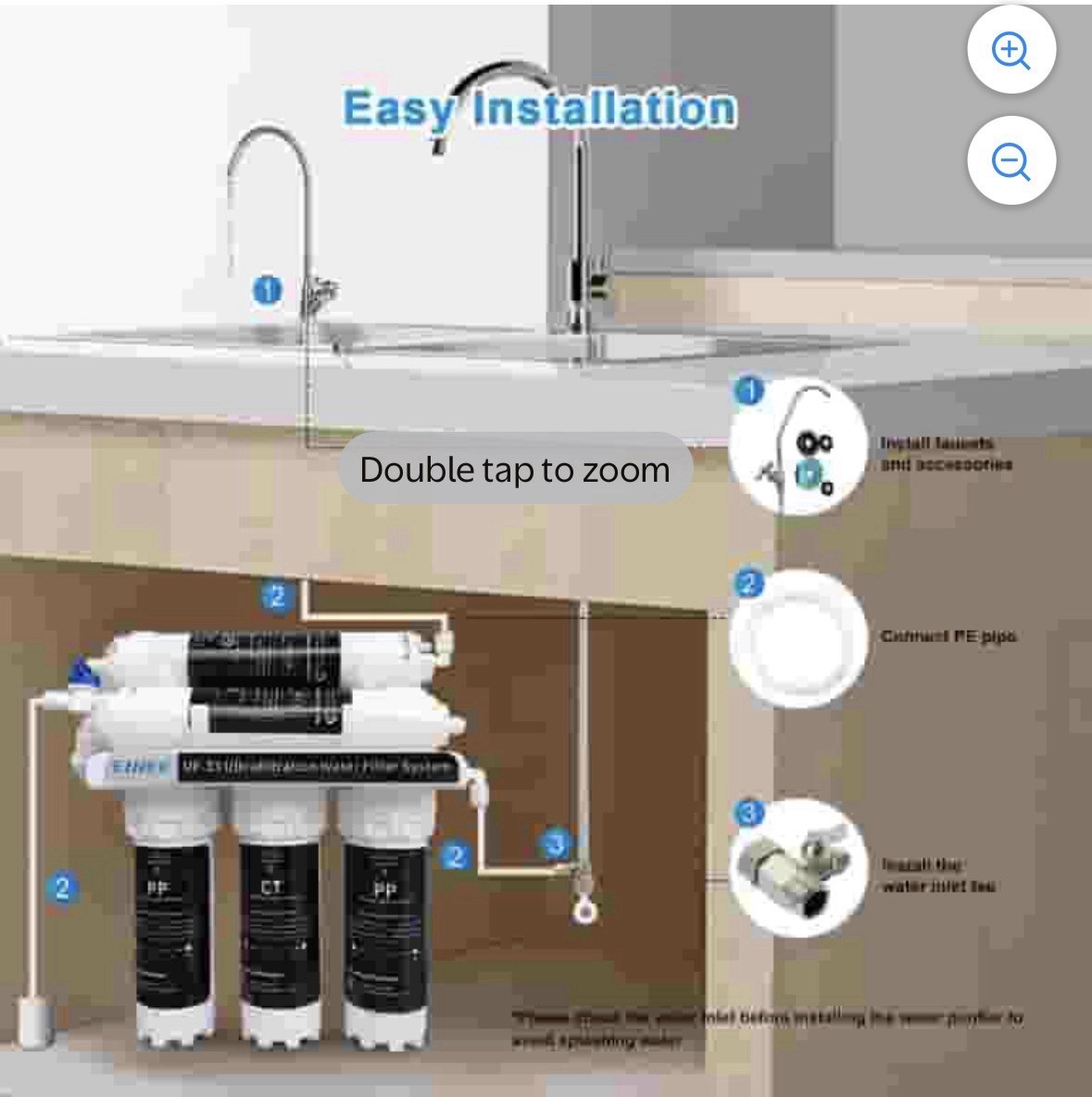 Eiree UF33 6 Stages Ultra Filtration Under Sink Water Filter System Under Counte