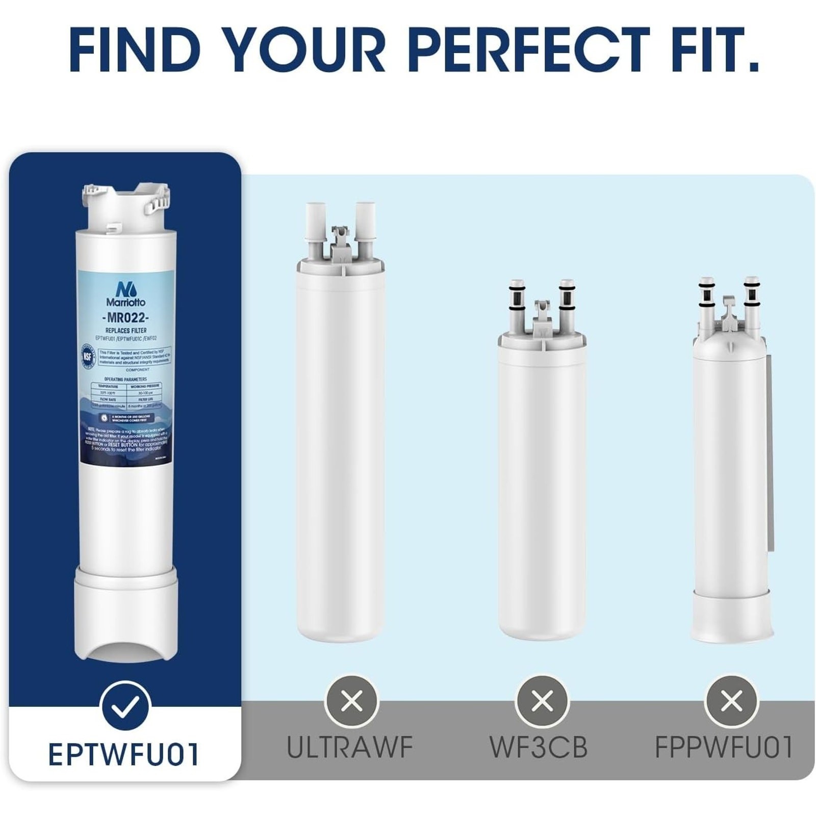 Marriotto MR022 EPTWFU01 Replacement Refrigerator Water Filter Sealed