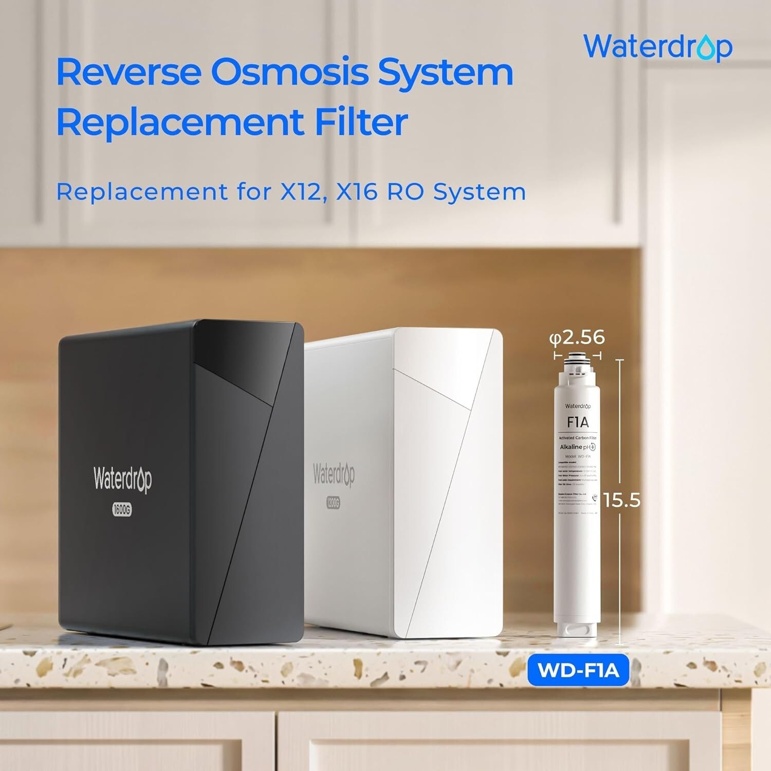 Waterdrop WD-F1A Alkaline Mineral pH+ Filter,Replacement for WD-X12-Alkaline