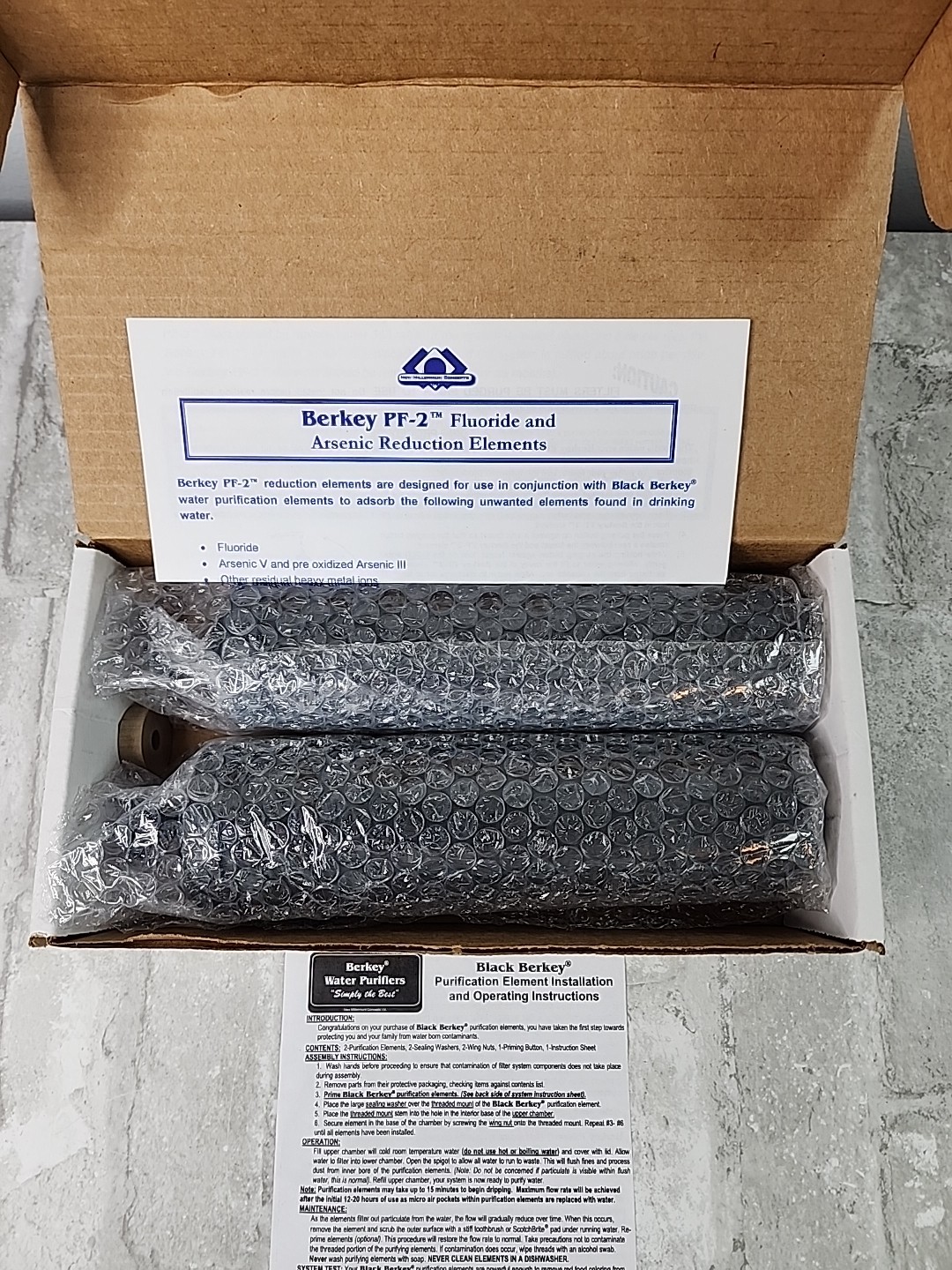 Berkey PF-2 Filters Flouride & Arsenic Reduction Elements 2-Pack Open Box New