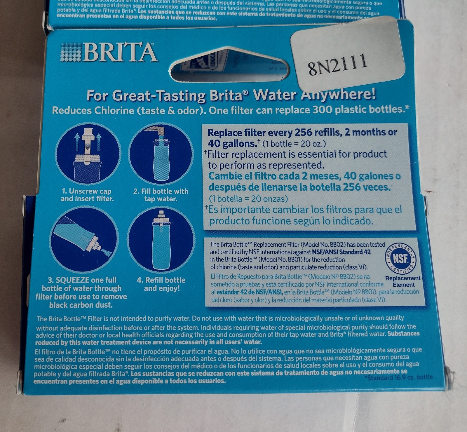Brita Bottle Replacement Filters, 2 Packs With 2 Filters In Each Pack. NEW