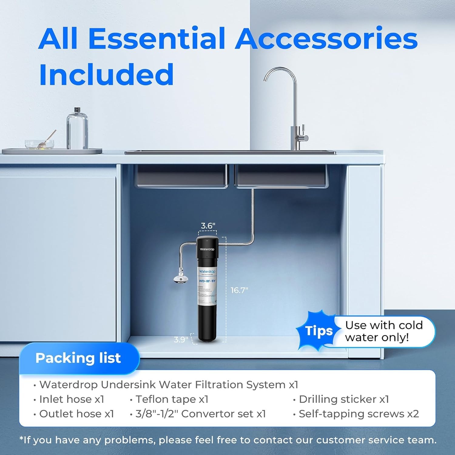 Waterdrop UA-5Y 5-Year Under Sink Water Filter System, Ultra Long Life