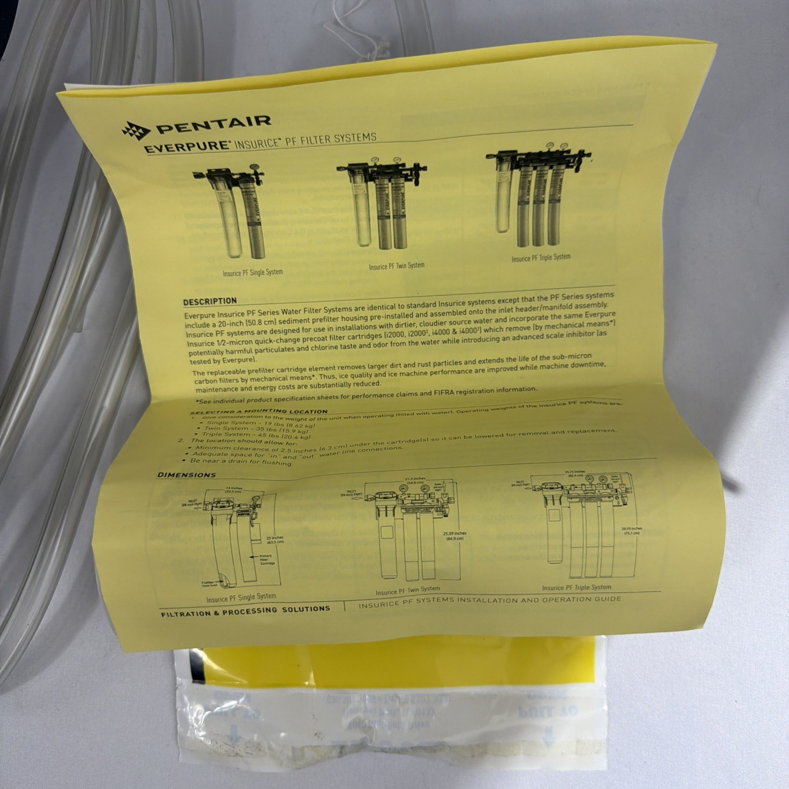 Pentair Everpure Insurice Twin PF-i2000² Commercial Ice Water Filter System NEW