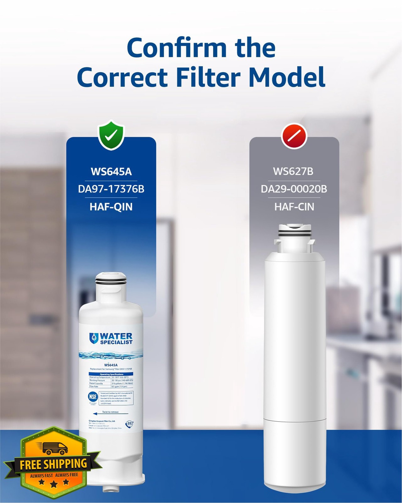 Waterspecialist WS645A Fridge Filter 4 Pack