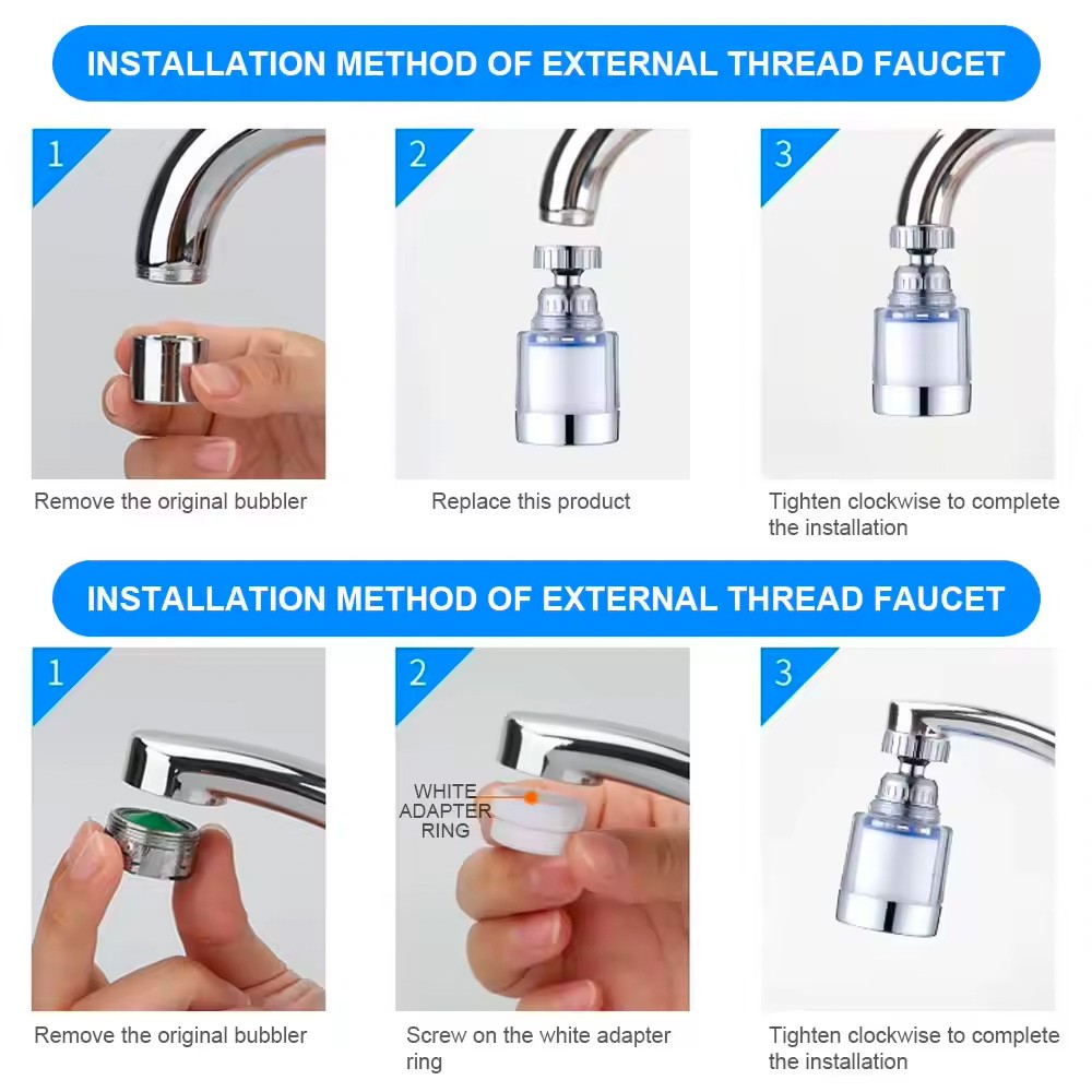 Faucet Water Filter Tap Filtration Kitchen Sink Mount Purifier System 360°Rotate
