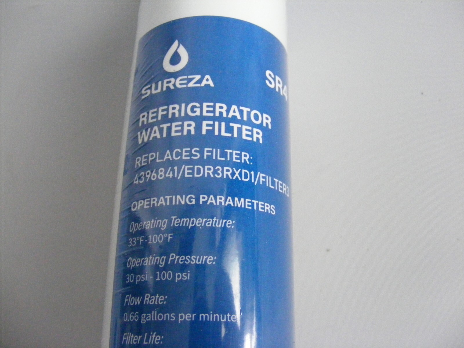 Sureza SR4 Replacement For 4396841 EDR3RXD1 Refrigerator Filter New Sealed