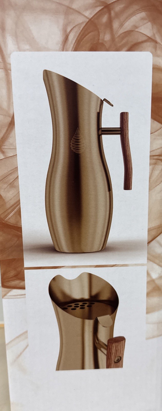 Invigorated Water Filter .5 Gal 64 Oz Alkaline Infused Pitcher Jug Gold Steel