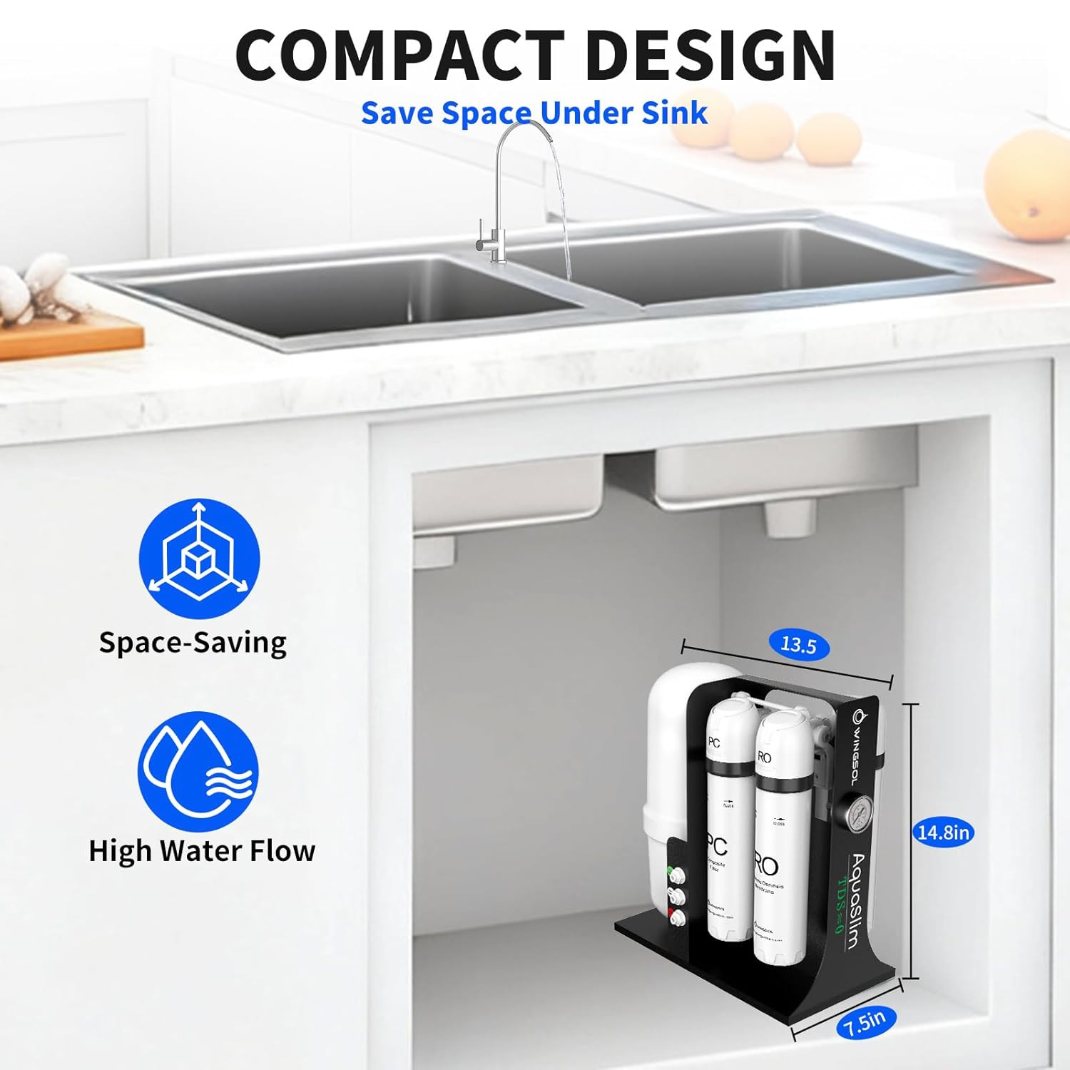 8-Stage Under Sink RO Water Filter System – NSF Certified, No Electricity Needed
