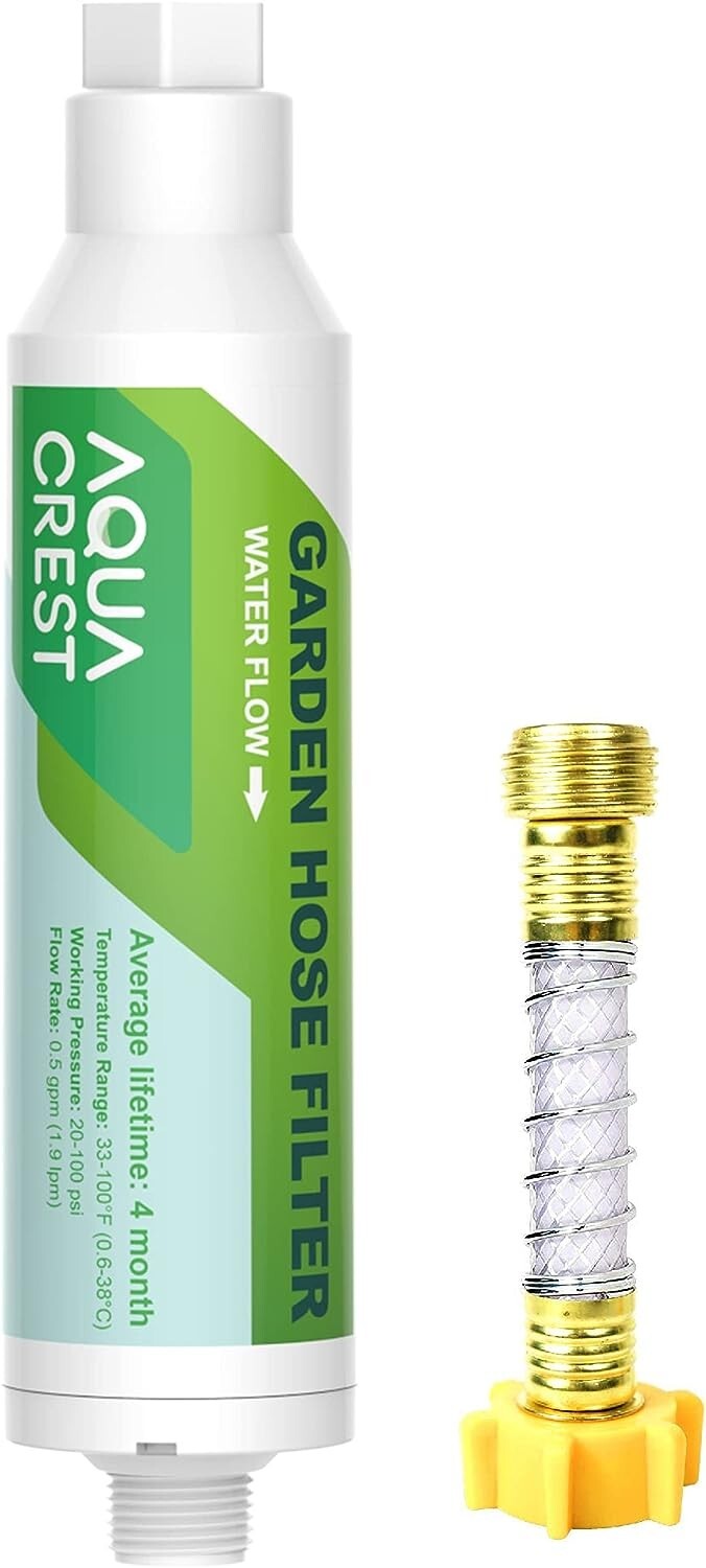 1 Pack AquaCrest Garden Hose Water Filter with Hose Protector, Reduces Chlorine