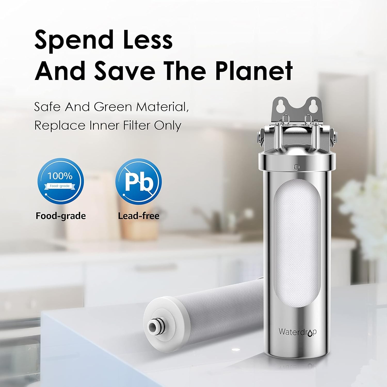 Waterdrop AMS08 Under Sink Water Filter System, 8,000 Gallons,24-Month Long Life