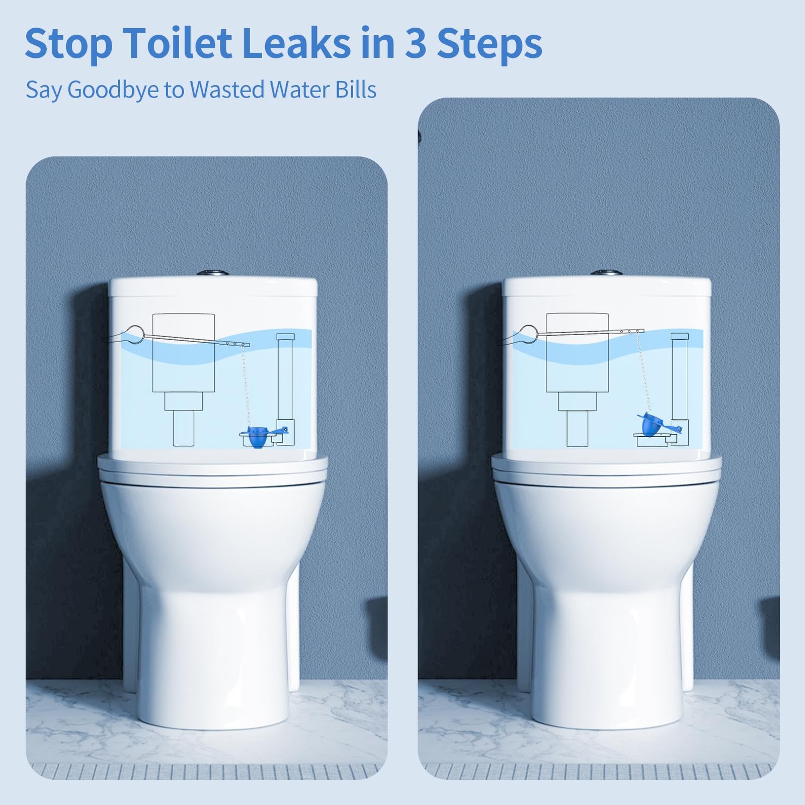 2 Pack Toilet Flapper Replacement Kit, 2 Inch Universal Toilet Tank Flapper F…