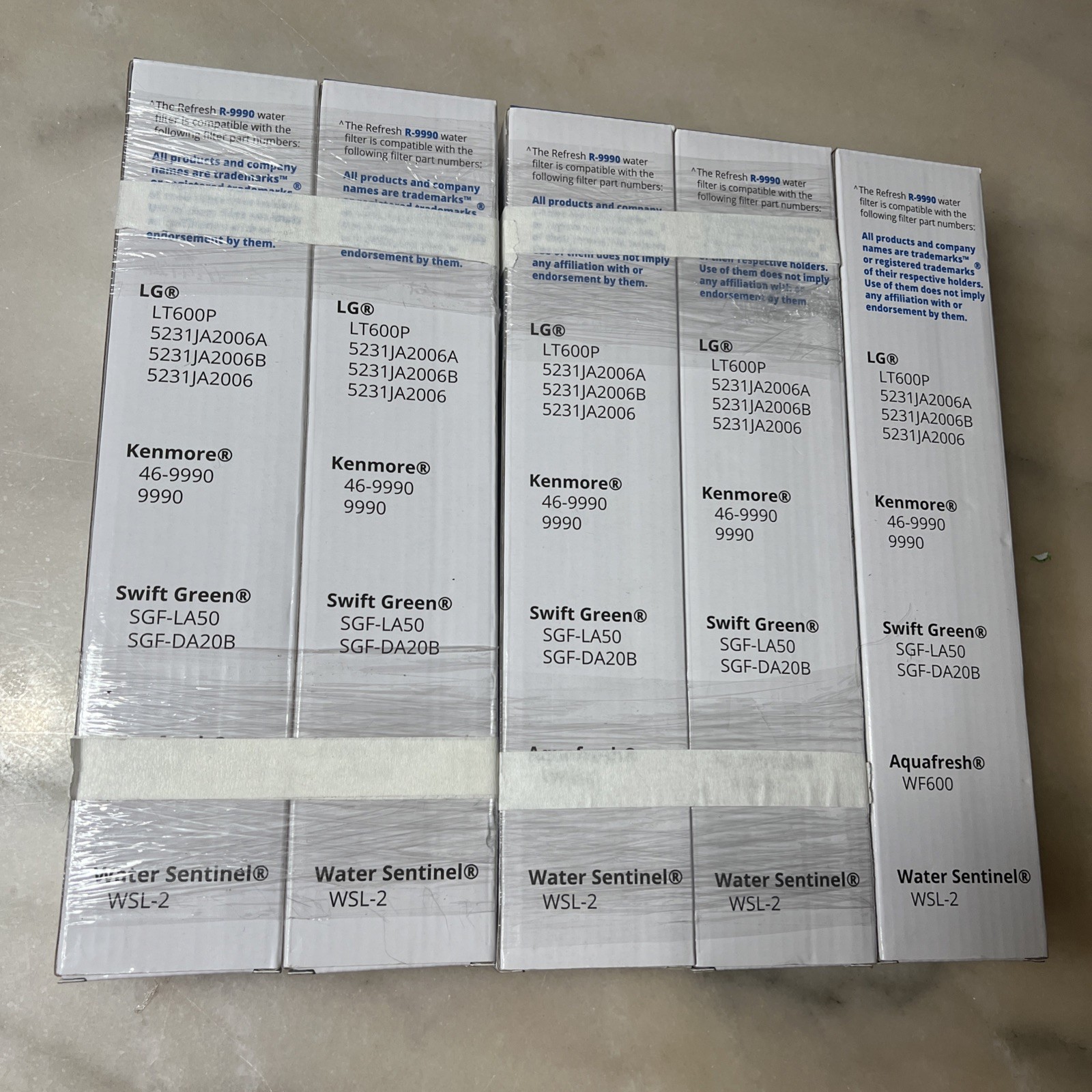 (5)REFRESH R-9990 Water Filter 2-Pack Fits LG LT600P & 5231JA2006A Refrigerators
