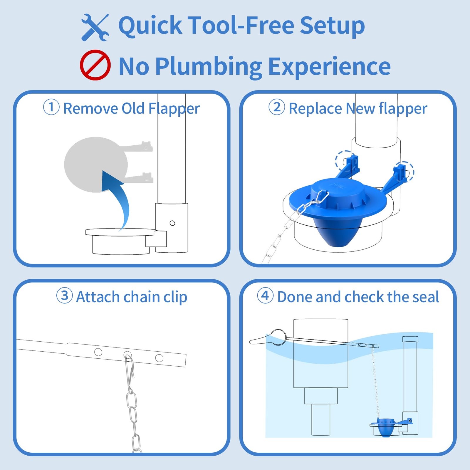 2 Pack Toilet Flapper Replacement Kit, 2 Inch Universal Toilet Tank Flapper F…