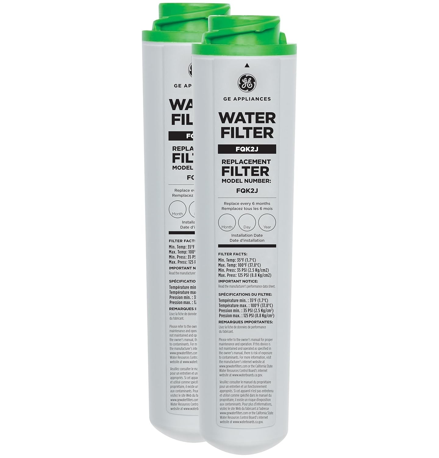 Sealed 4 Pack GE Under Sink FQK2J Dual Flow Replacement Under Sink Water Filters