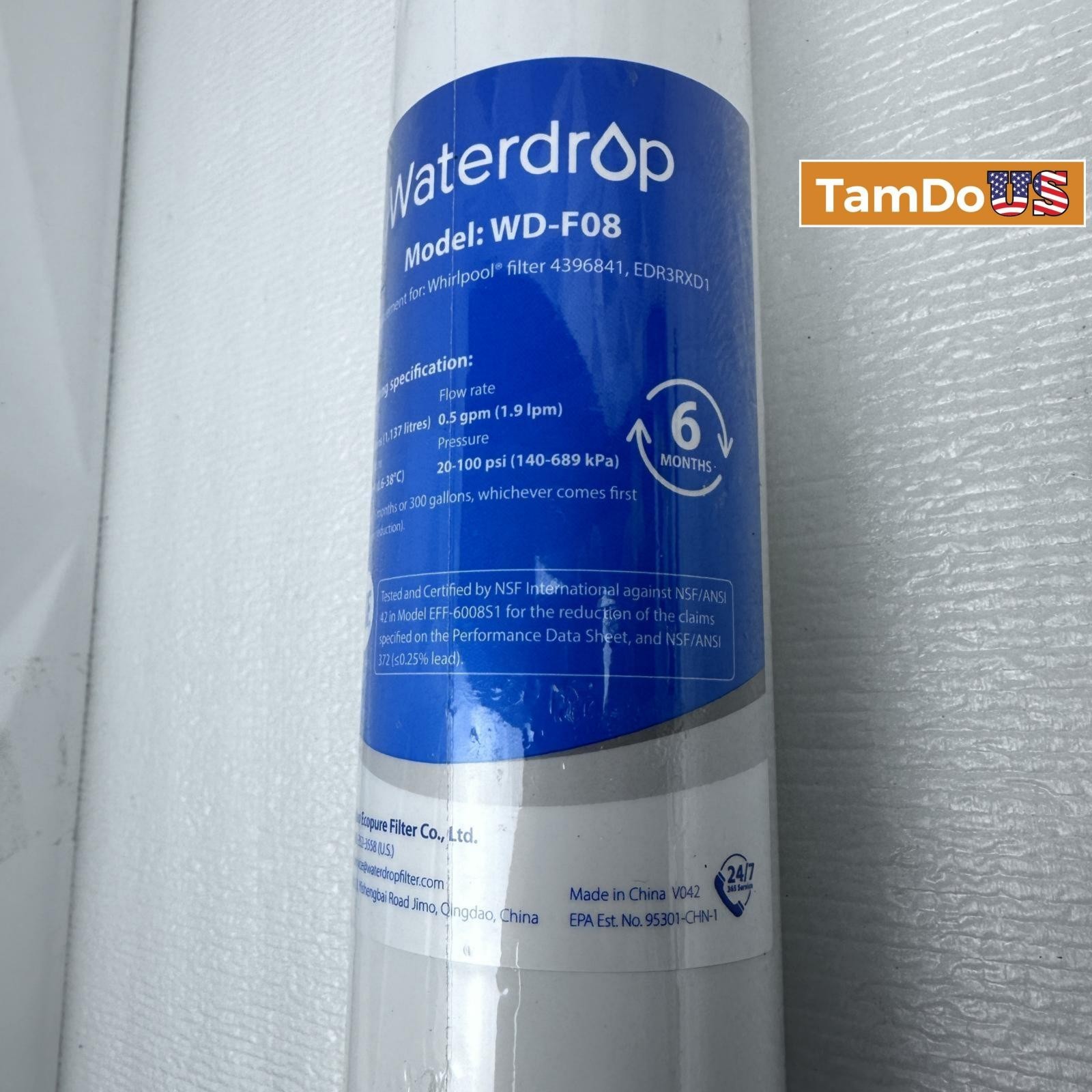 Waterdrop WD-F08 Replacement Water Filter Cartridge for Faucet Filtration System