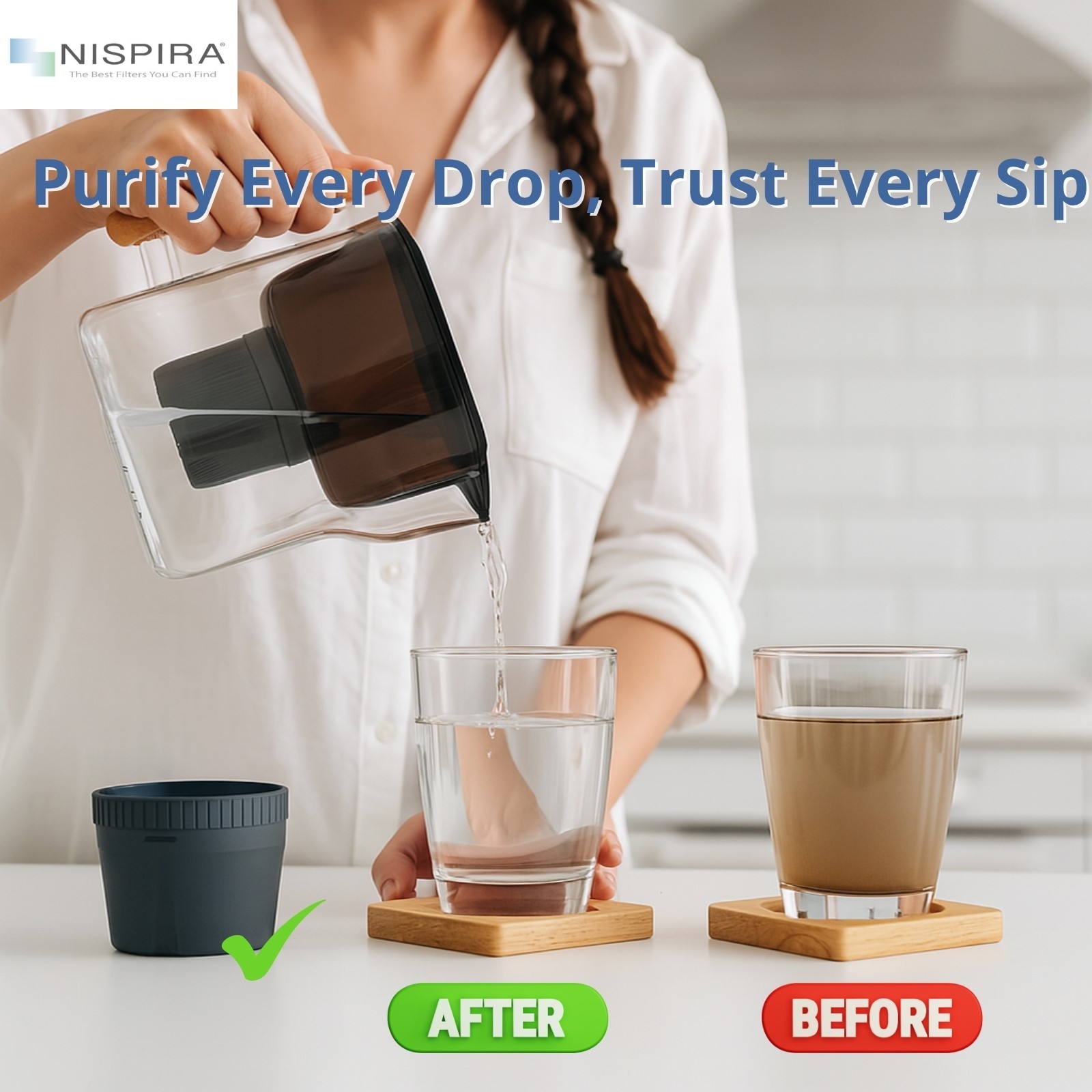 Nispira Water Pitcher Filter Replacement For Epic Nano Pitcher 150 Gal, 1 Pack
