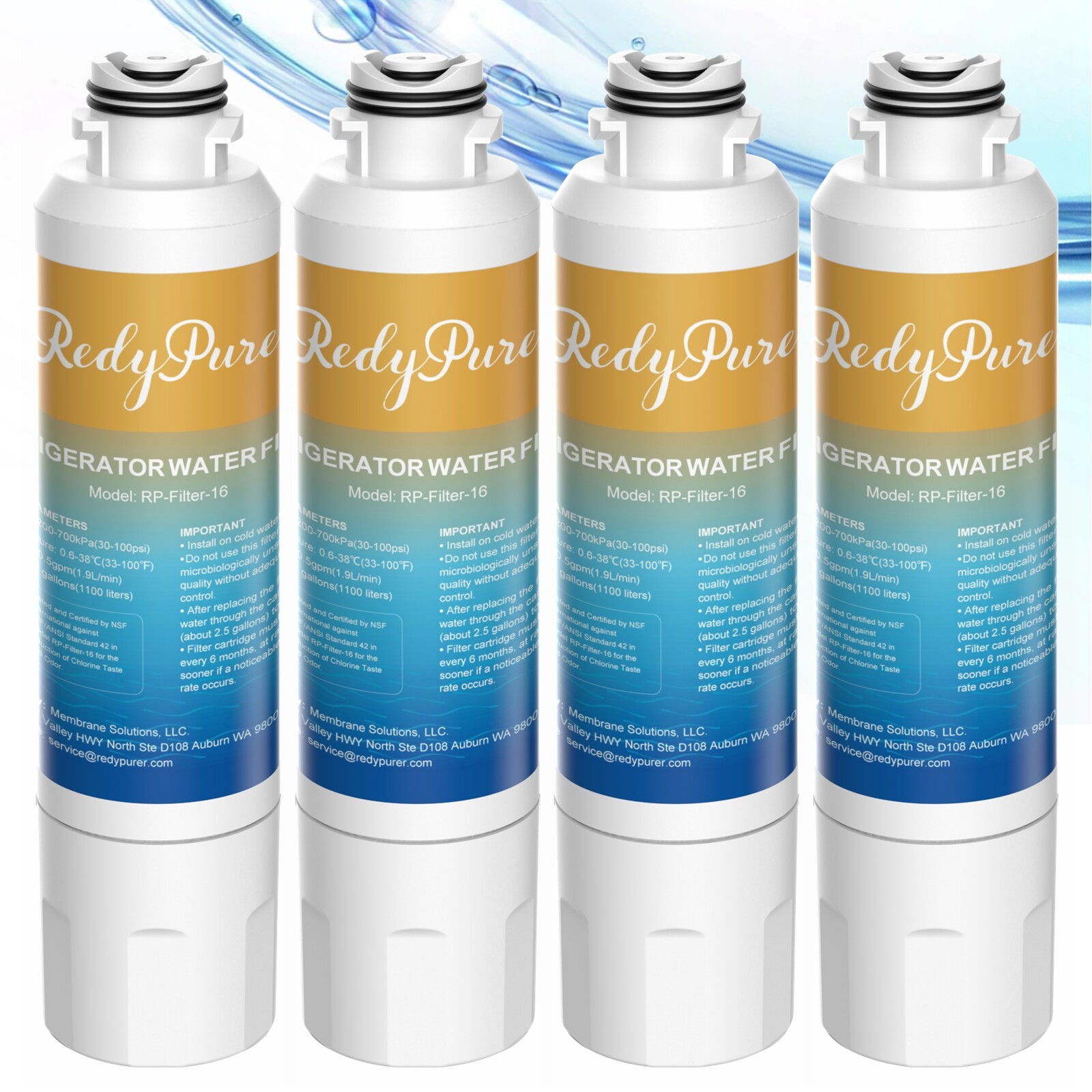 4 PACK Fit For Samsung DA29-00020B Refresh R-9101 Refrigerator Ice/ Water Filter