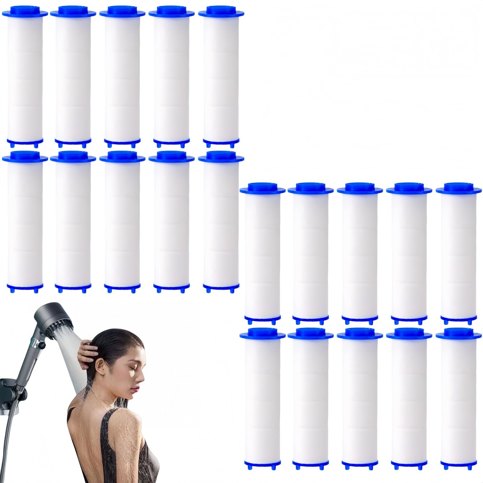 20Pcs Ion Shower Head Filters, 2.95″ Replacement Cartridge, PP Cotton Water Filt