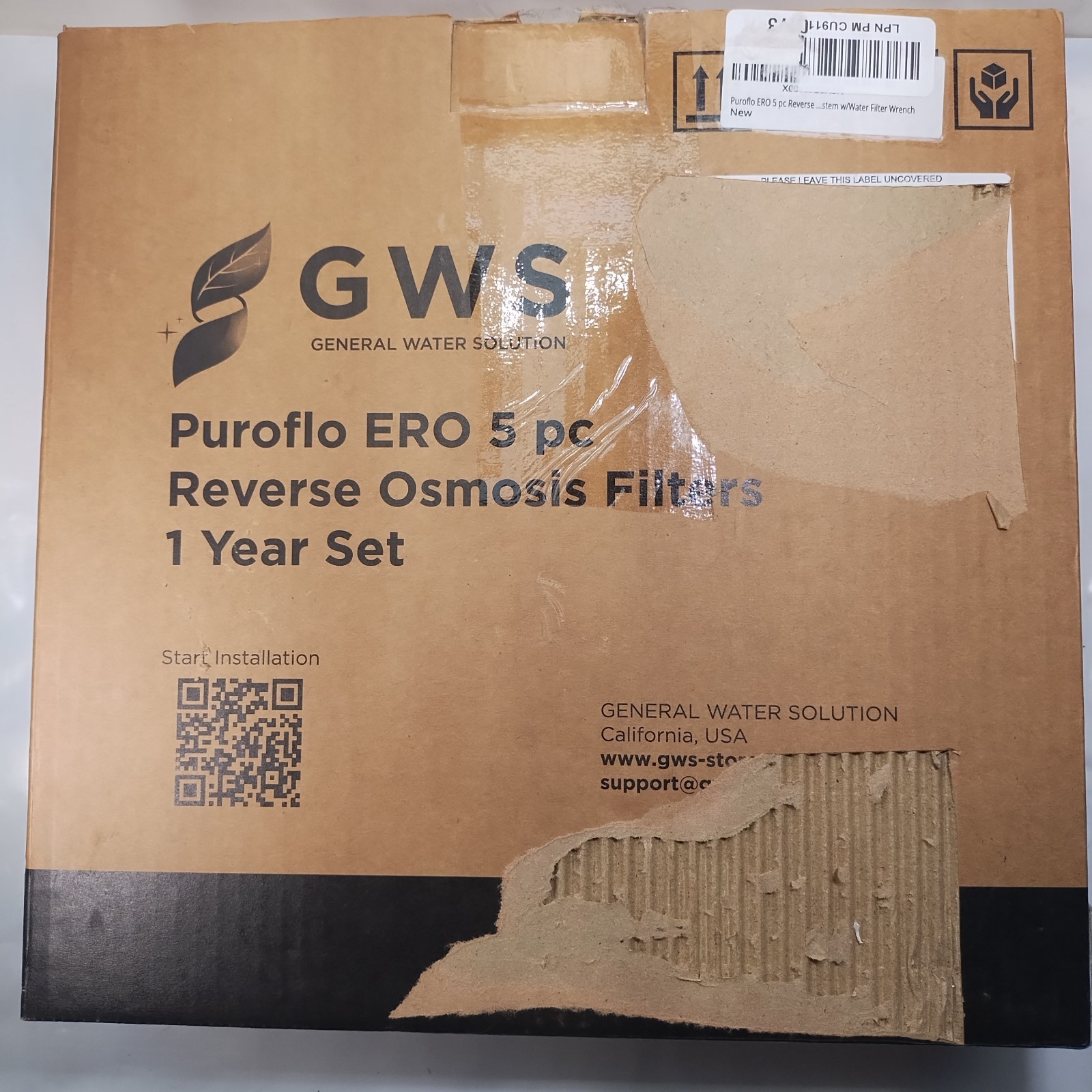 GWS Puroflo ERO Reverse Osmosis Filters, 5 Pcs, 1 Year Set, NEW Sealed, Open Box