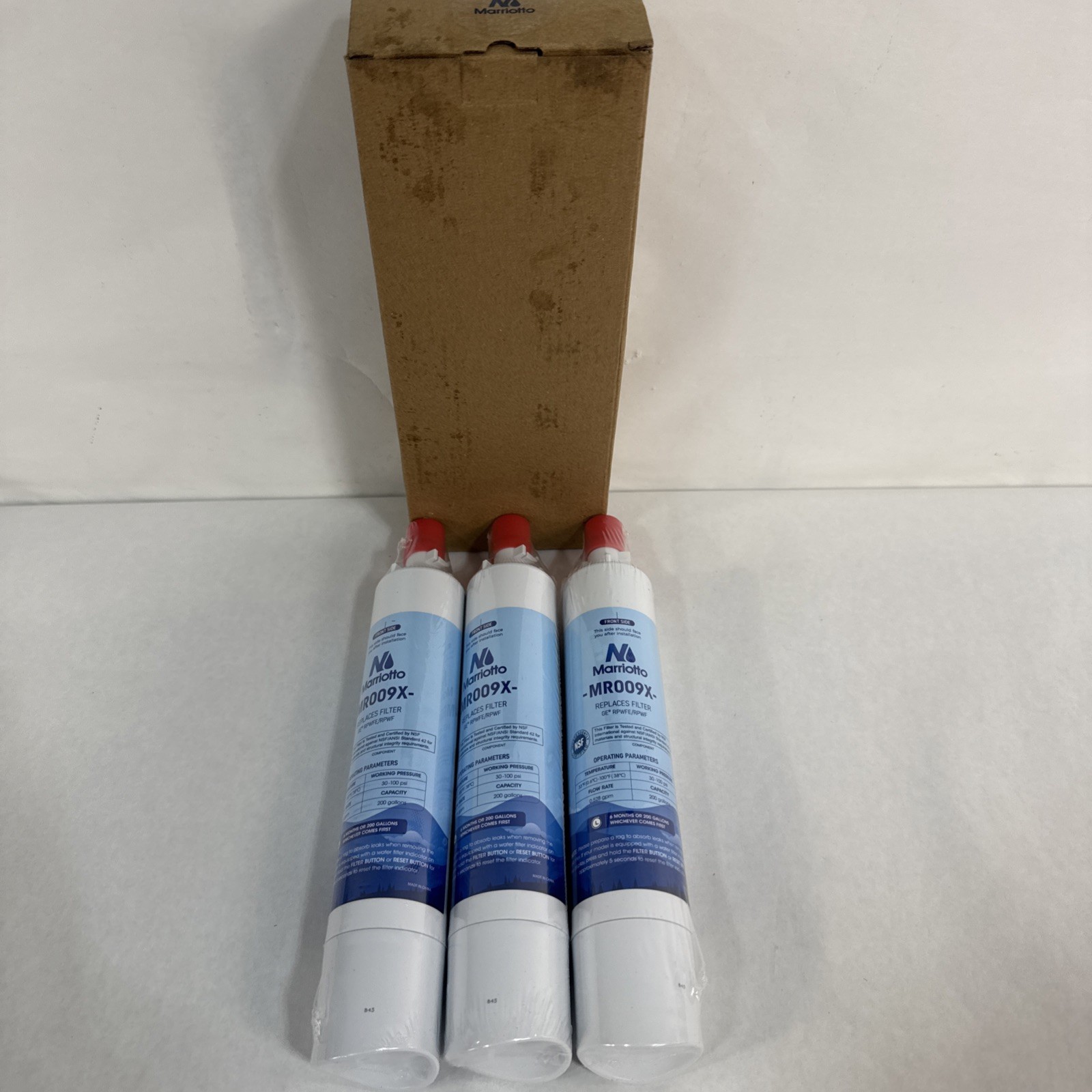 3 Marriotto MR009X Refrigerator Water Filter Replacement Sealed GE RPWFE w/ Chip