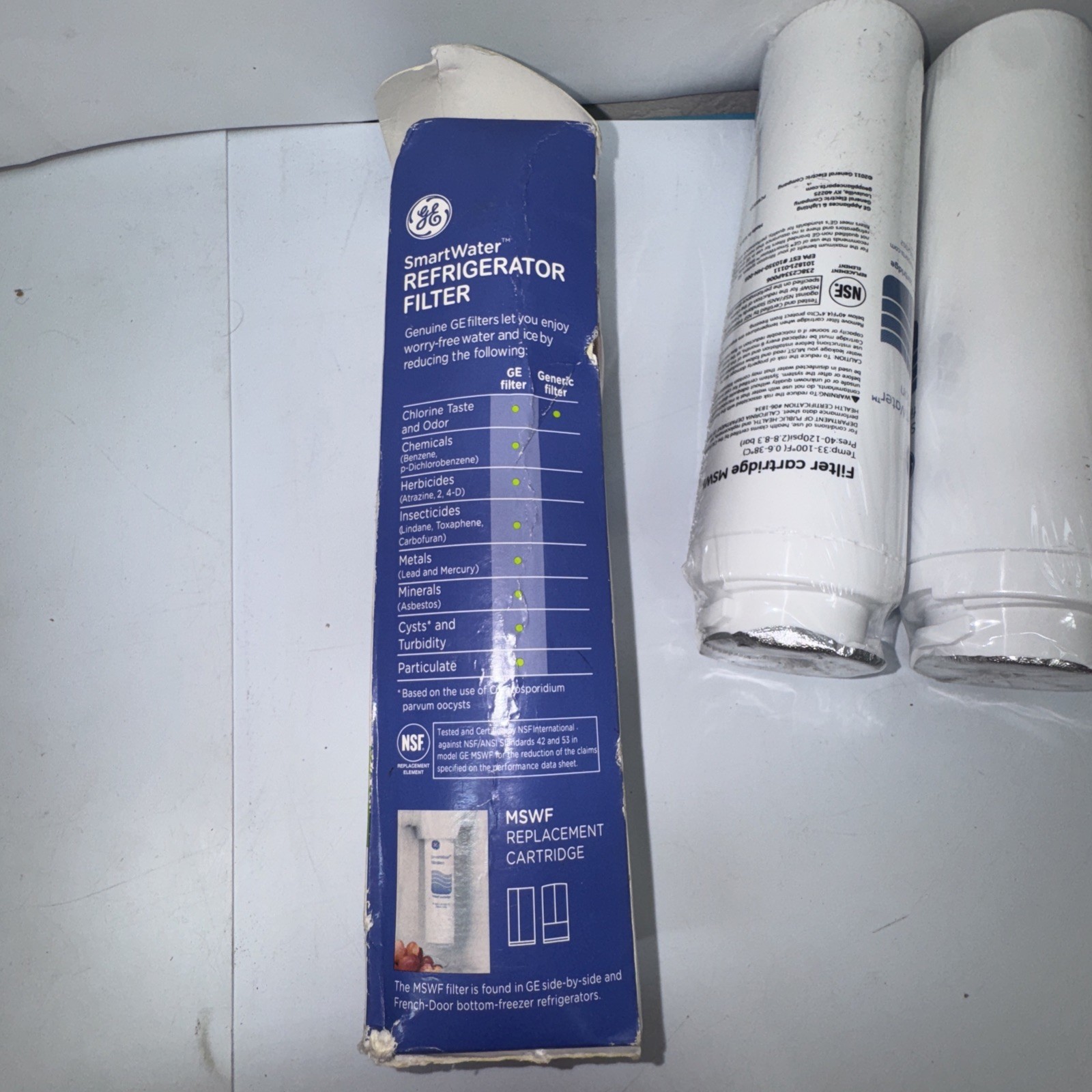 2 GE MSWF Smart Water Refrigerator Filter Refill Cartridge*Genuine* New & Sealed