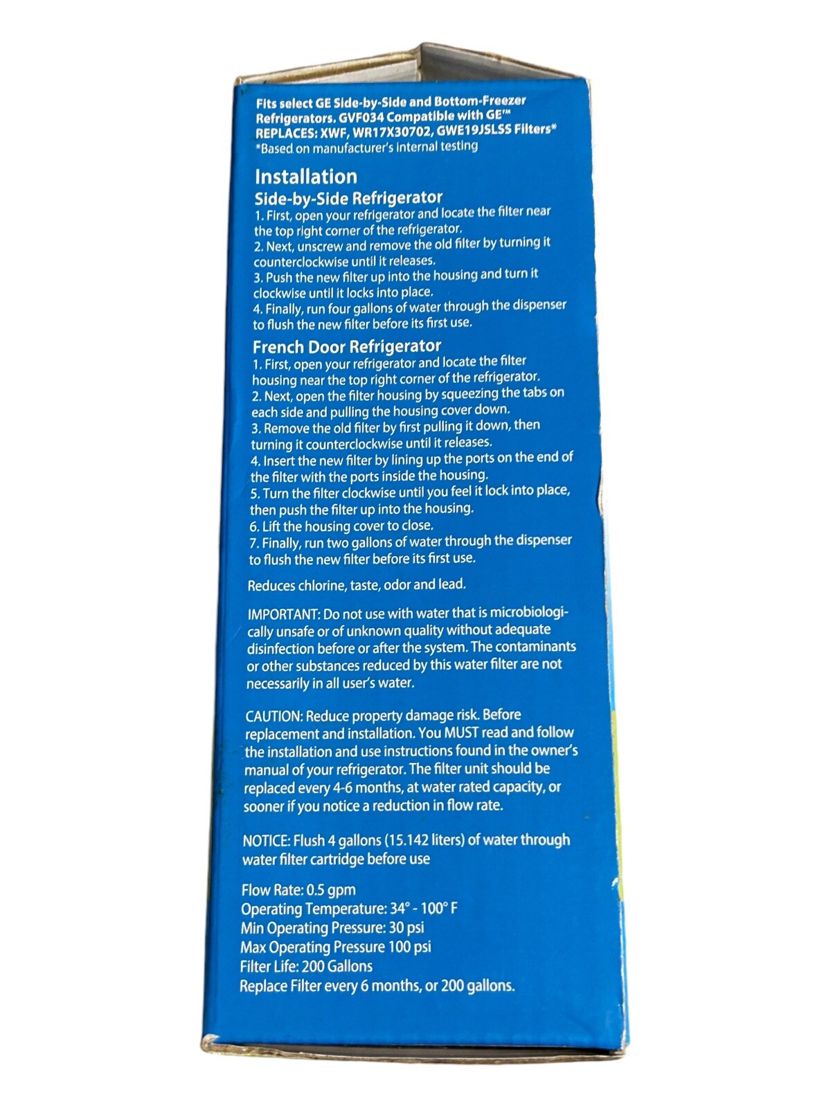 Great Value Water Filter Replaces XWF – For French Door or Side-By-Side – GVF034