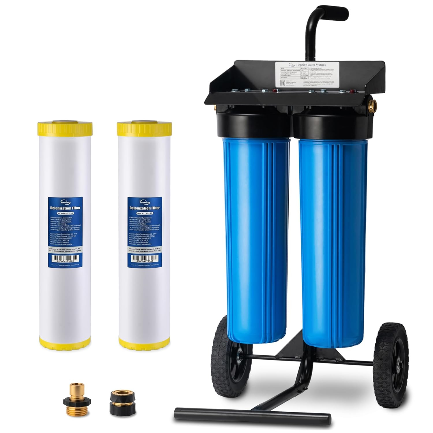 Spotless Water System with Rolling Cart – Deionized for Cars, RVs, Boats & More