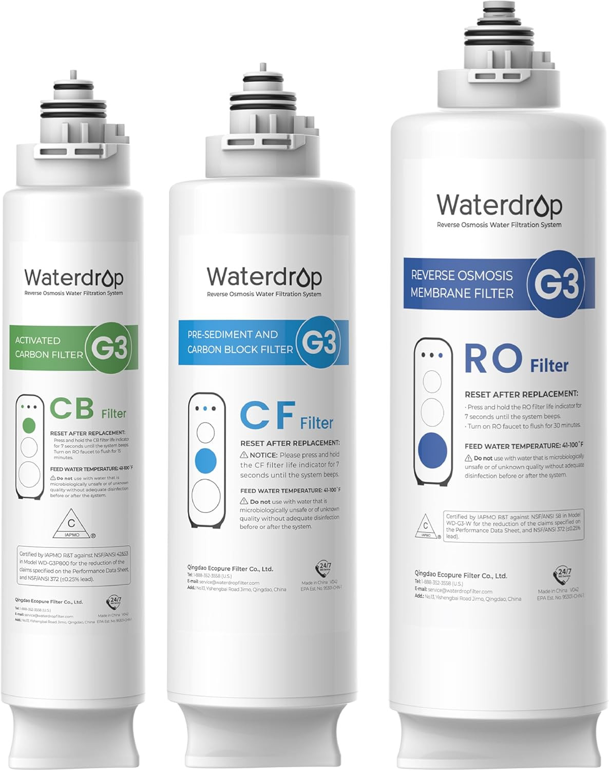 G3-CFCBRO Filter, Replacement for G3-W 400 GPD Reverse Osmosis System, Pack of