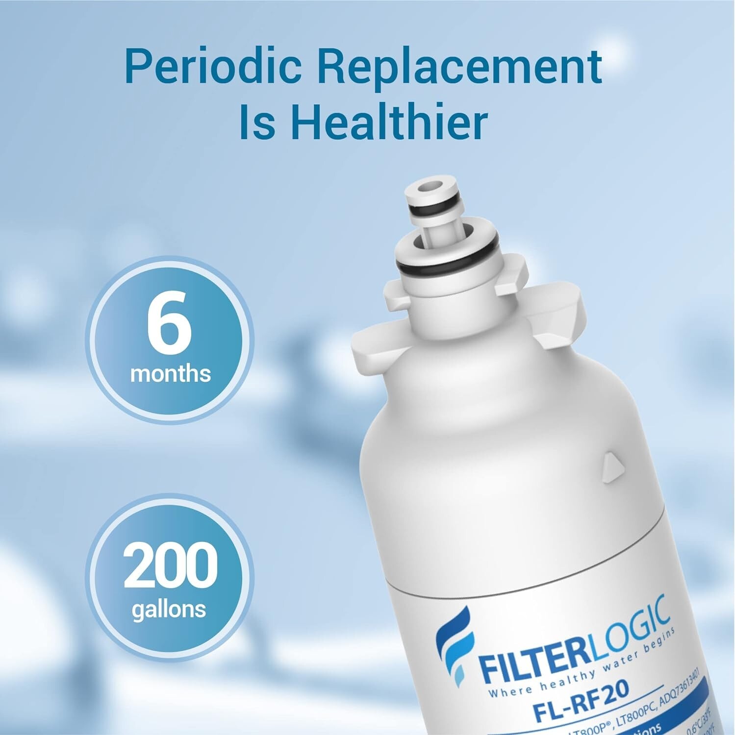 Filterlogic ADQ73613401 Refrigerator Water Filter, Replacement for LG®LT800P®(3)