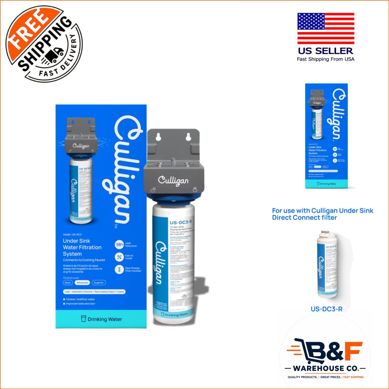 1.5 GPM Under Sink Water Filtration with Quick Twist-Lock Replacement, 12