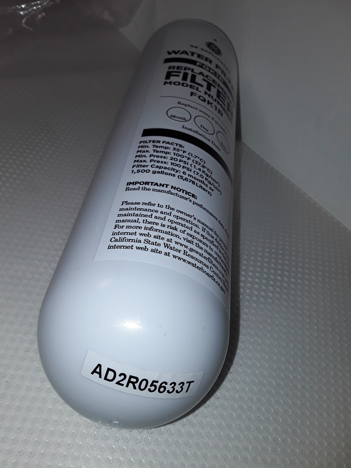 GE Under Sink High Flow FQK1R Replacement Water Filter Filtration GXK140TNN whte