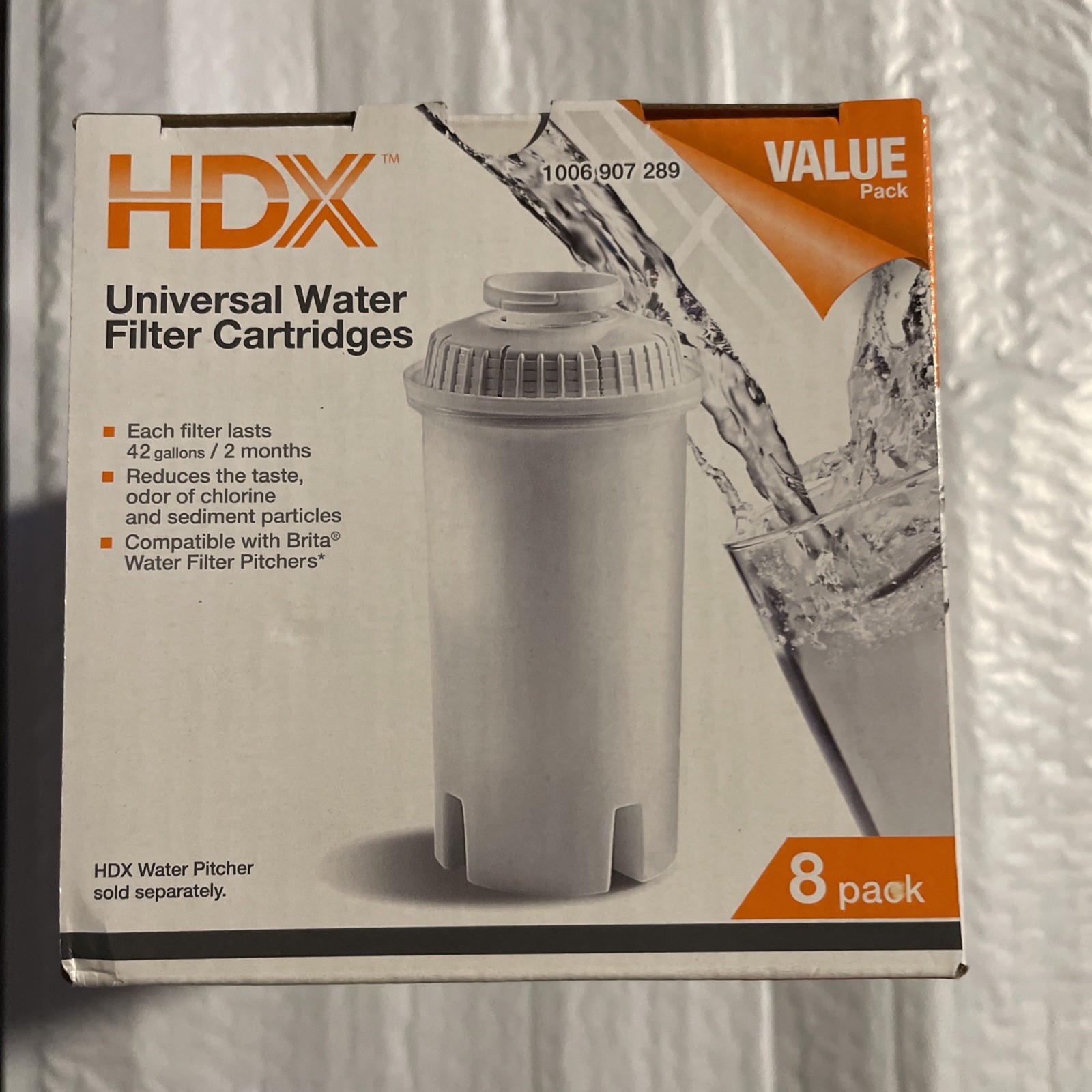 HDX F003 8-Pack Universal Water Filter Cartridges (Compatible W/ Brita Pitchers)