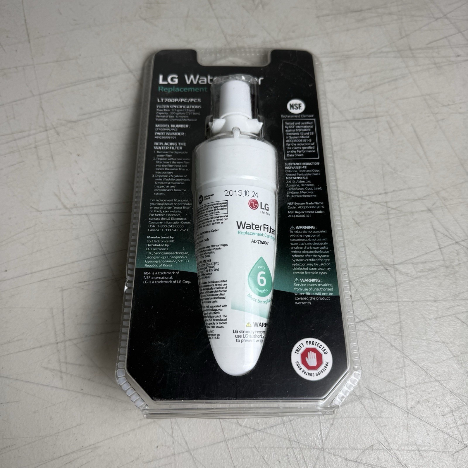 NEW Genuine LG LT700P/PC/PCS Refrigerator Replacement Water Filter ADQ360061