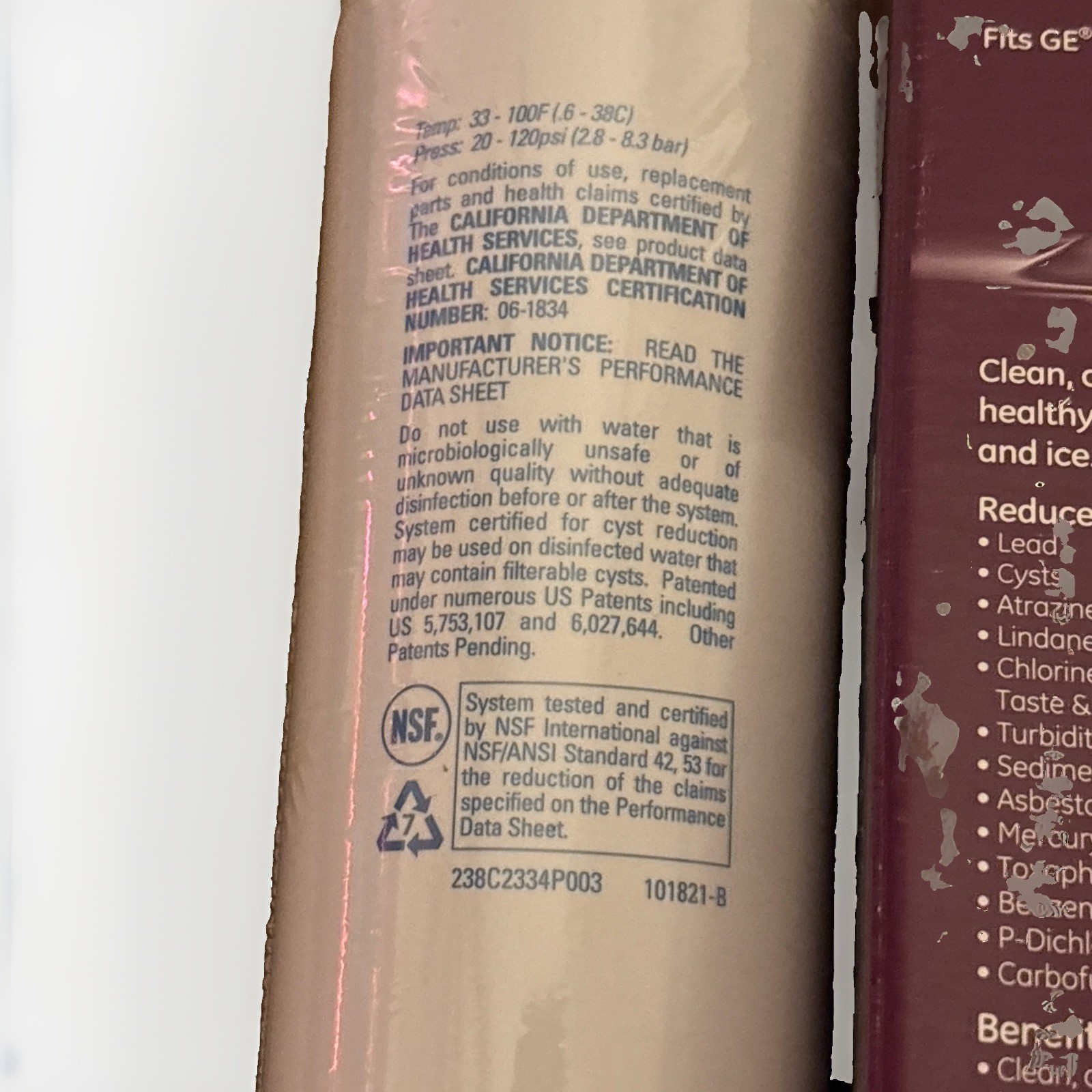 GE MSWF SmartWater Refrigerator Replacement Water Filter New, USA