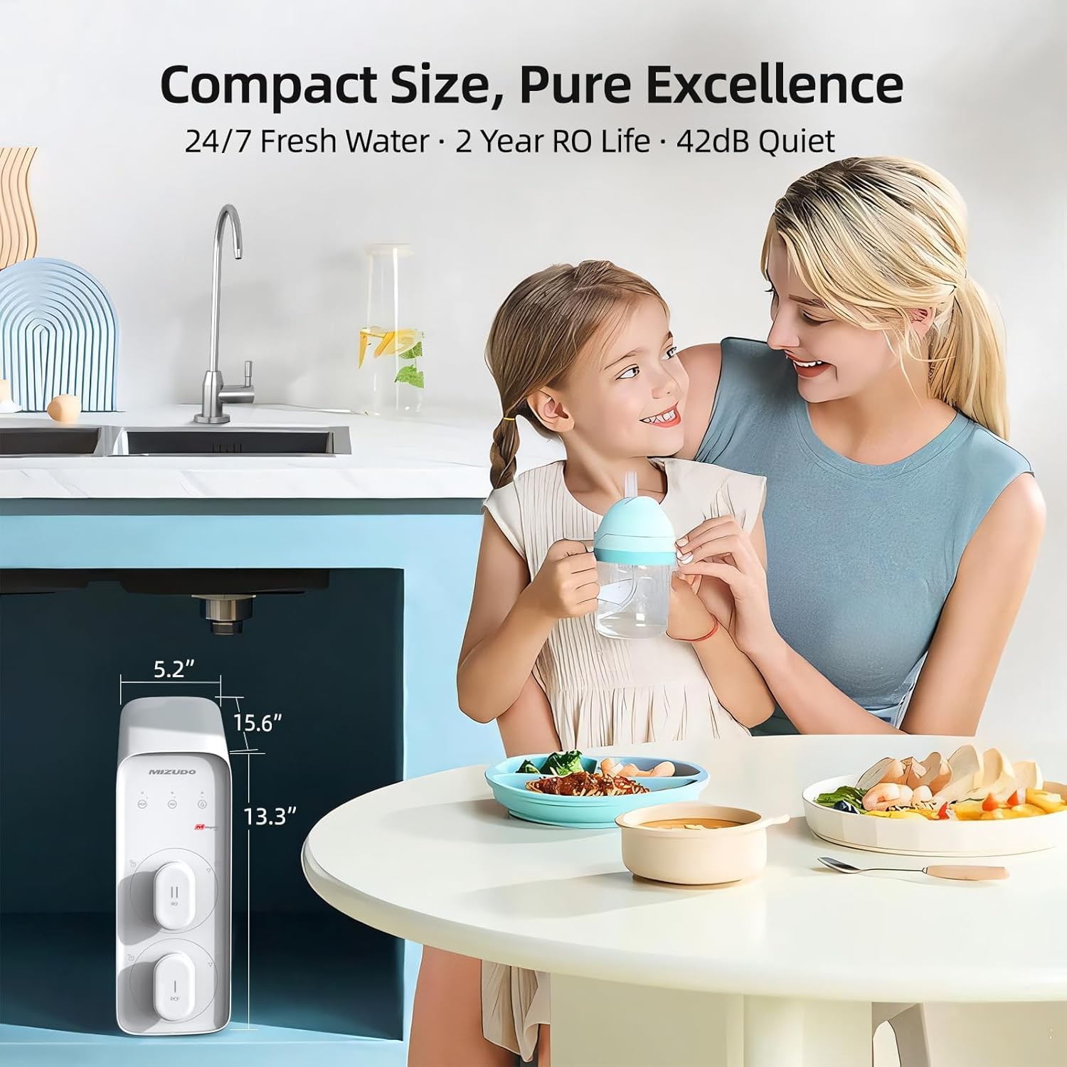 MIZUDO Reverse Osmosis System, 400 GPD, Tankless, 8-Stages Filtration,Under Sink