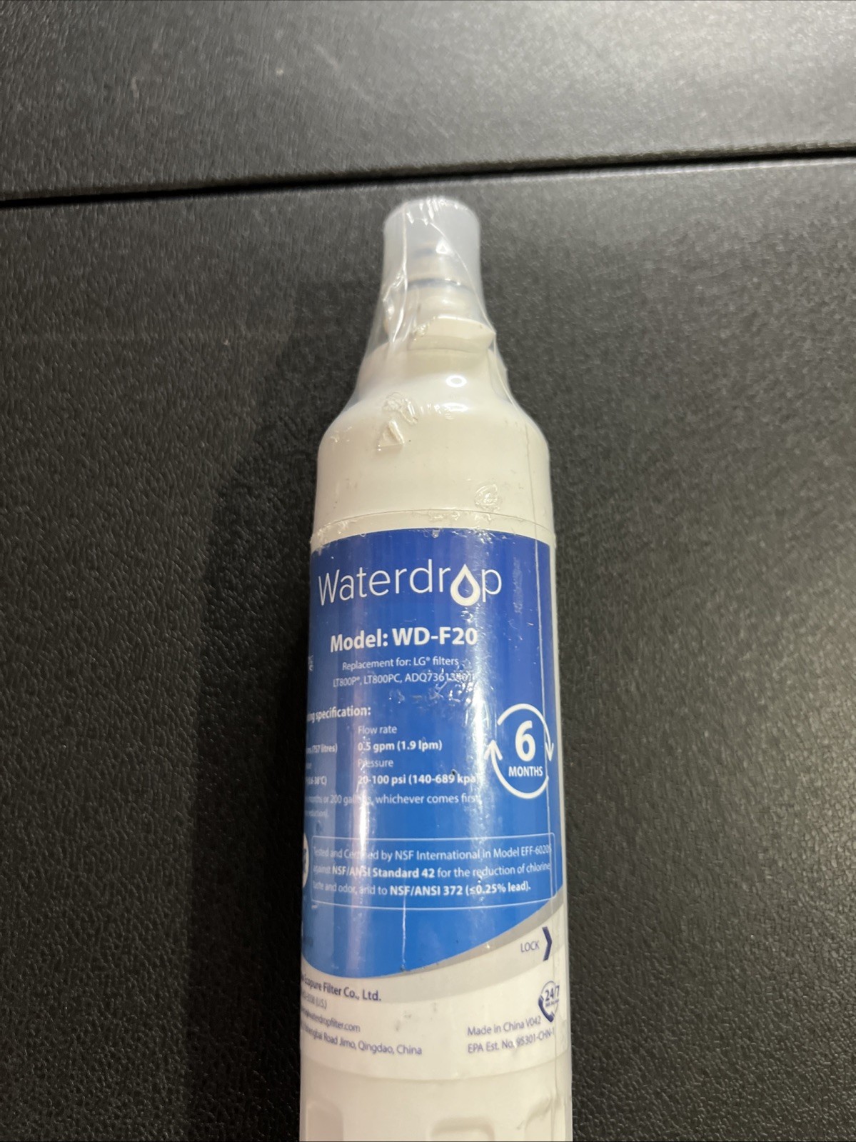 WaterDrop WD-F20 LG Refrigerator Water Filter for LT800P LT800PC ADQ73613401