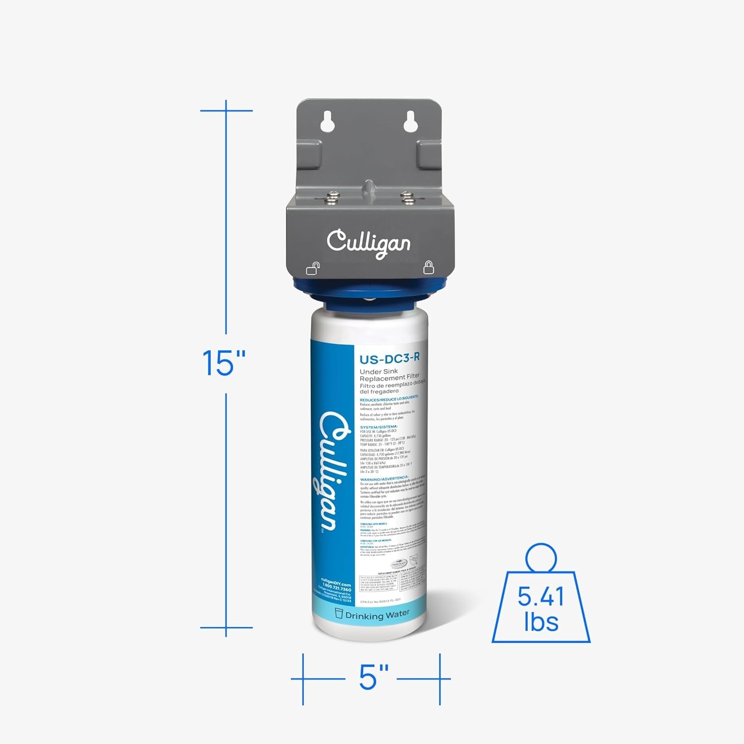 1.5 GPM Under Sink Water Filtration with Quick Twist-Lock Replacement, 12